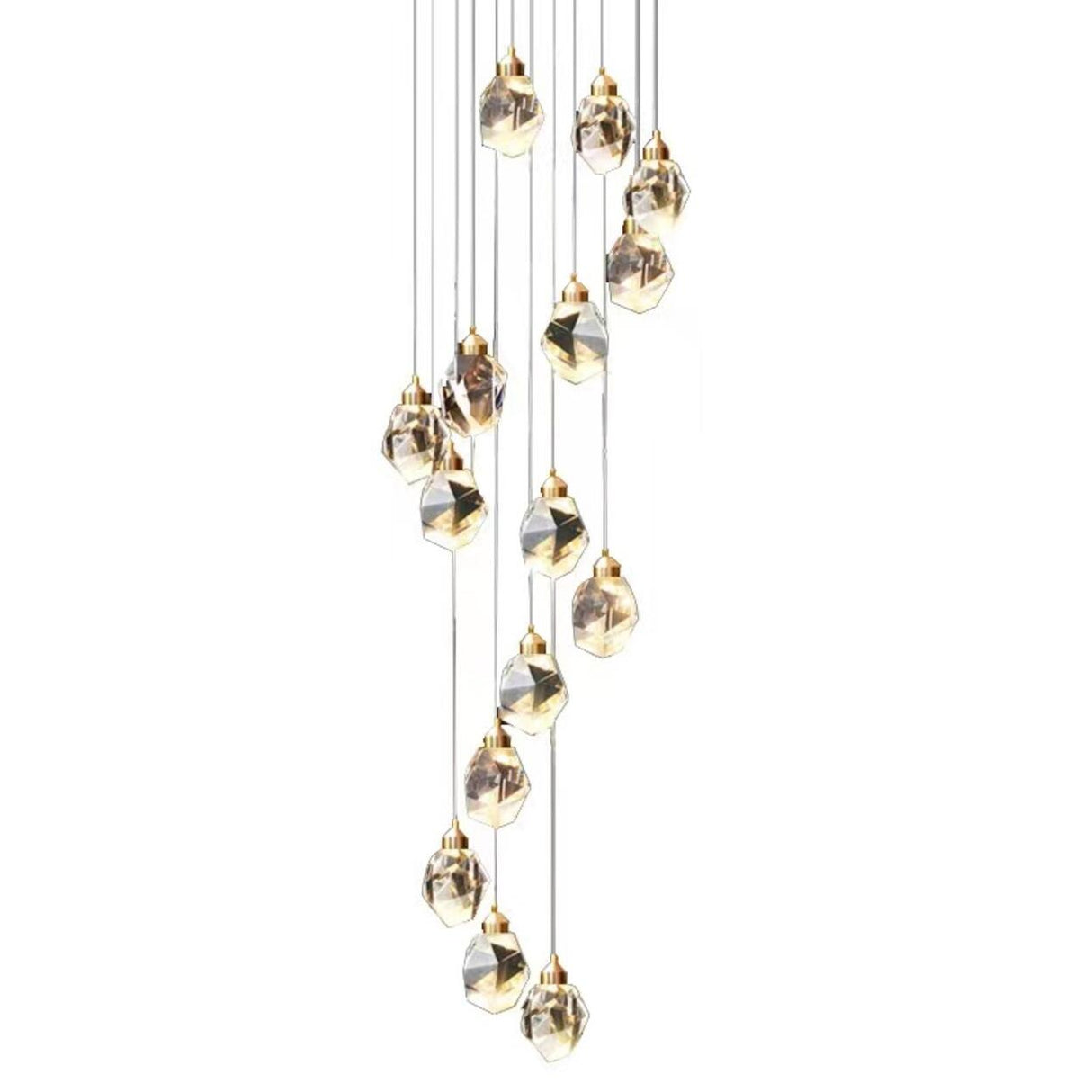 Modern Crystal Cluster String Led Pendant Light Image - 5