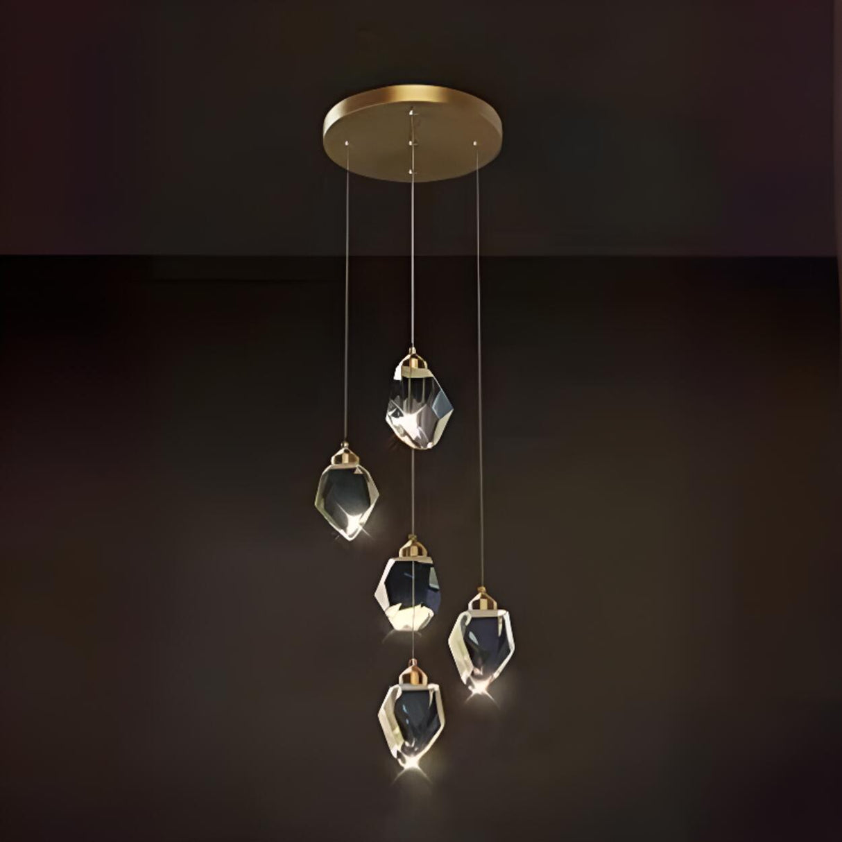 Modern Crystal Cluster String Led Pendant Light Image - 6