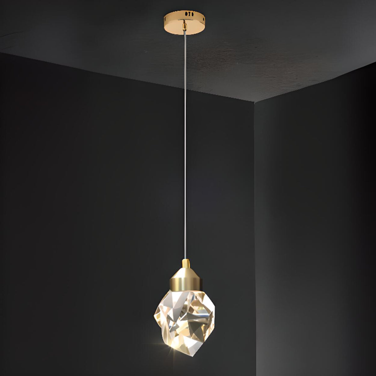 Modern Crystal Cluster String Led Pendant Light Image - 7