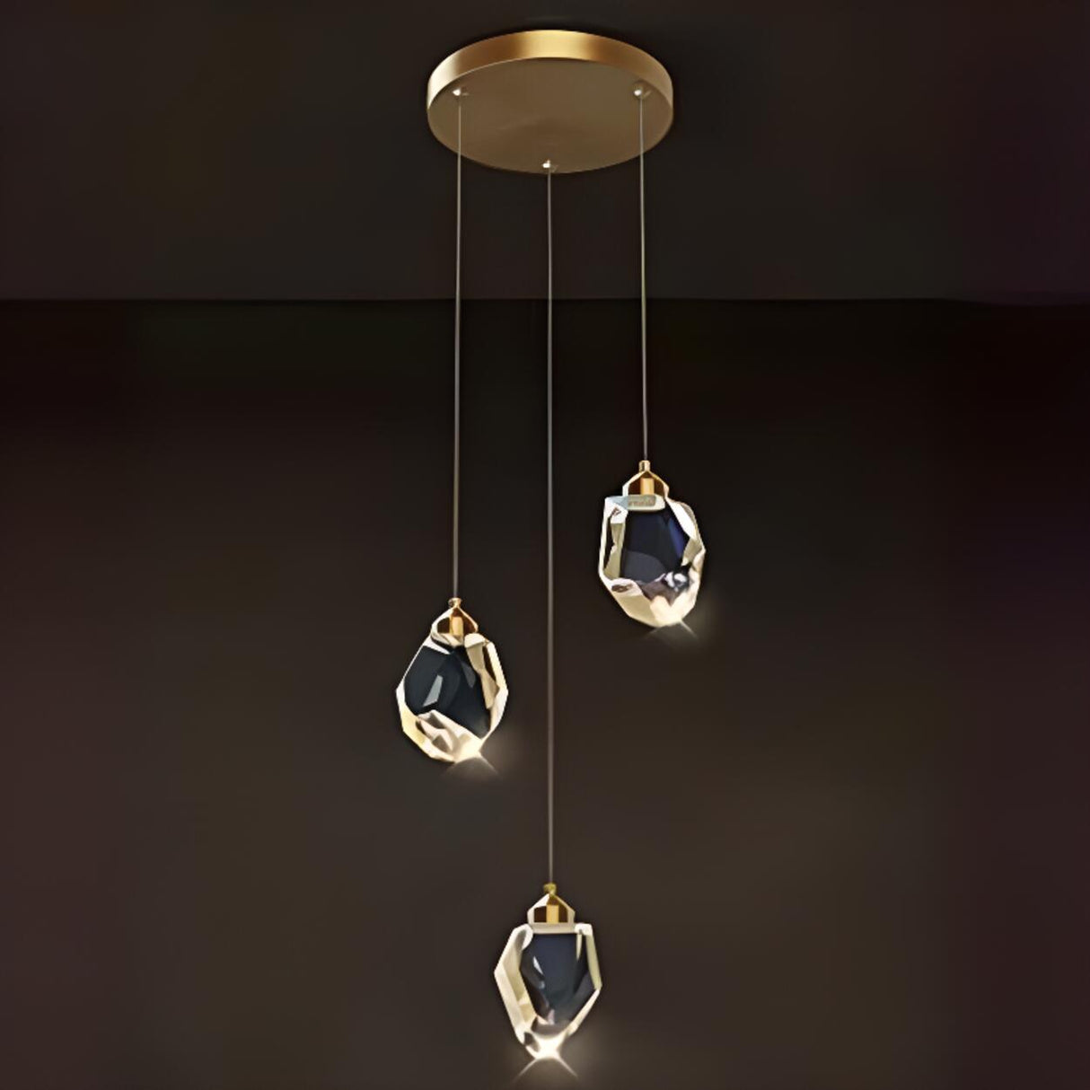Modern Crystal Cluster String Led Pendant Light Image - 9