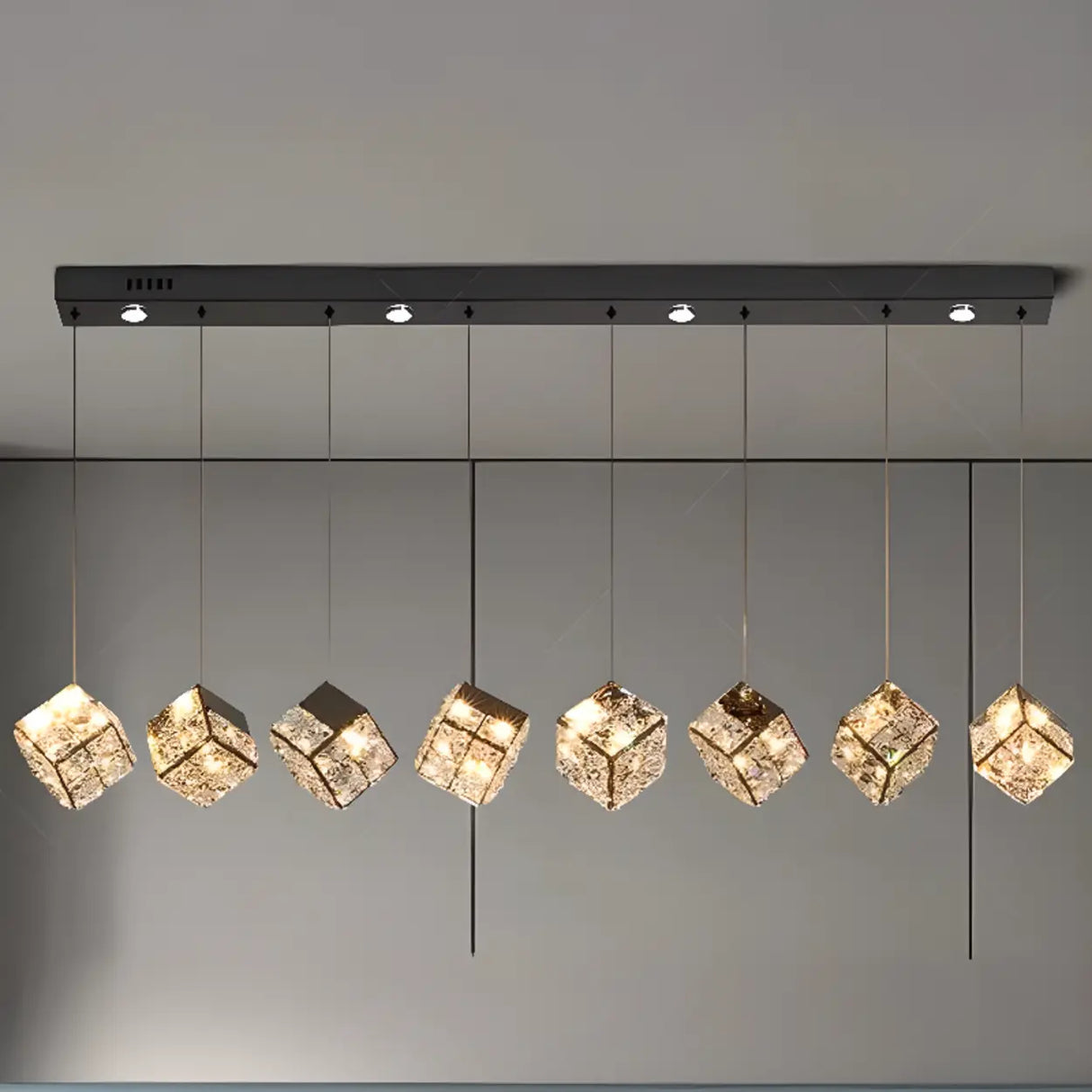 Modern Crystal Cube Pendant Light for Dining Room & Kitchen Image - 3