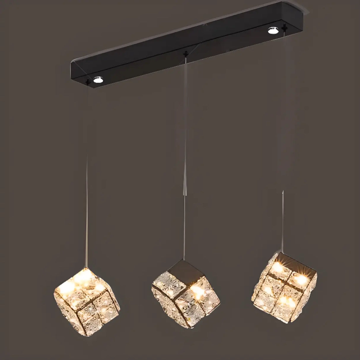 Modern Crystal Cube Pendant Light for Dining Room & Kitchen Image - 5