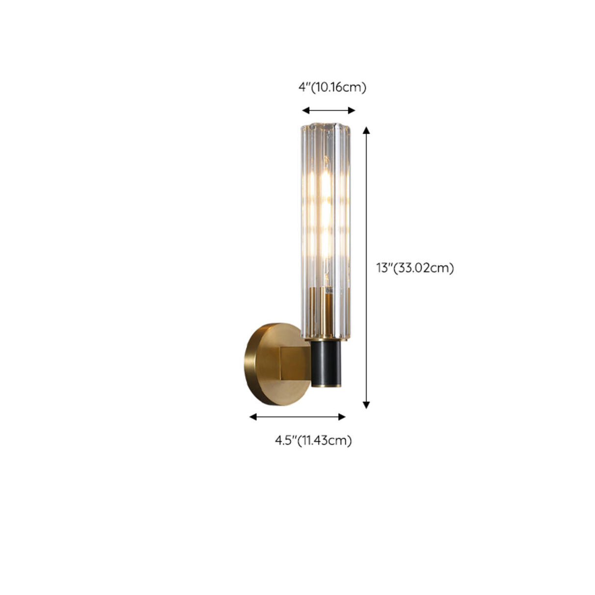 Modern Crystal Cylinder Brass Vanity Sconce Light