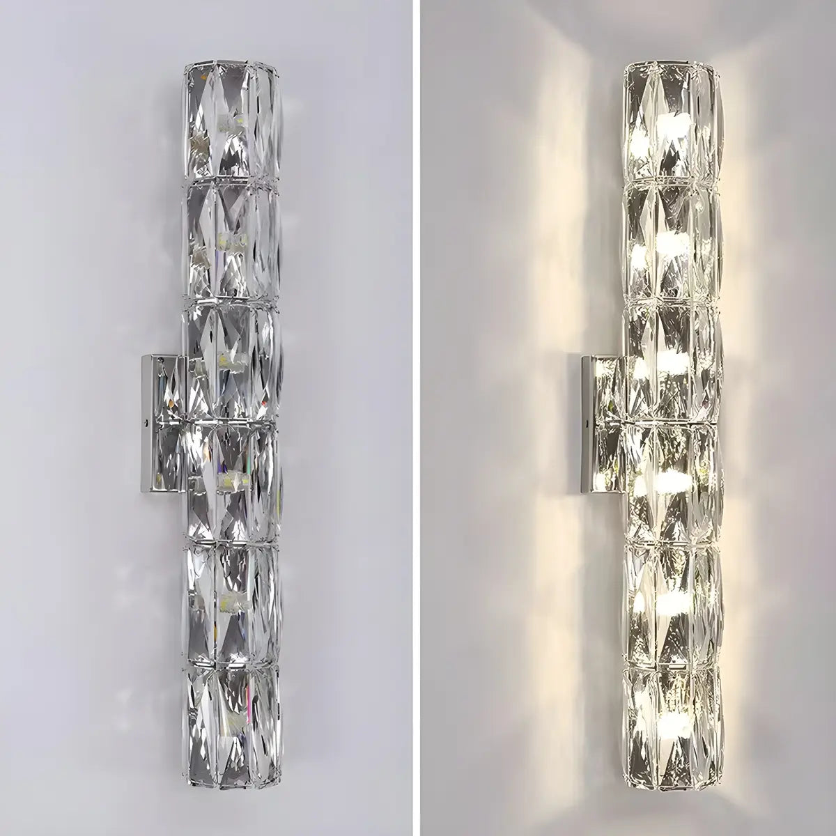 Modern Chrome Crystal Wall Sconce Light Fixture Image - 6