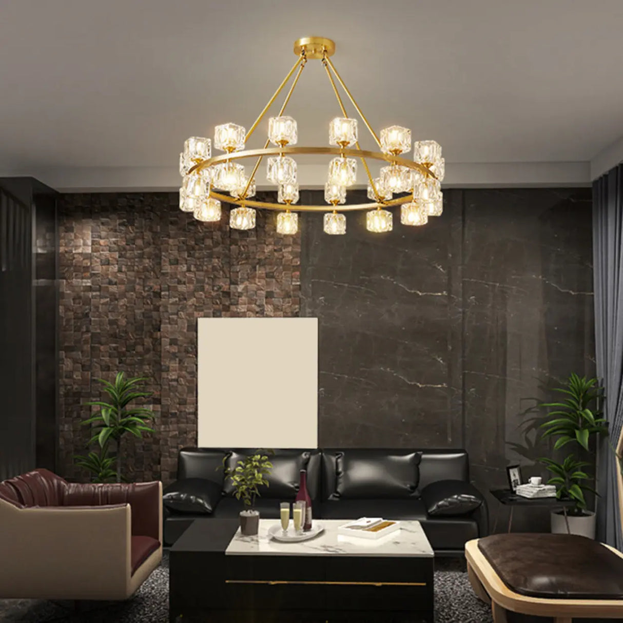 Modern Crystal Glass Pendant Lamp for Living Room Image - 15