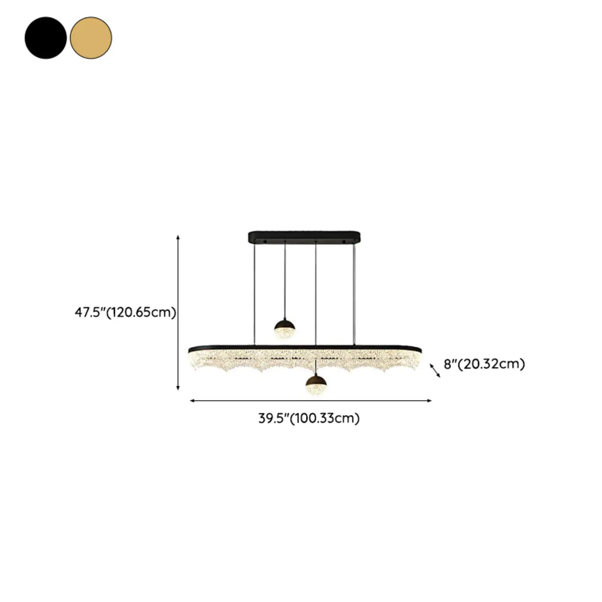 Modern Crystal Island Chandelier LED Pendant Lighting, 2 Globe