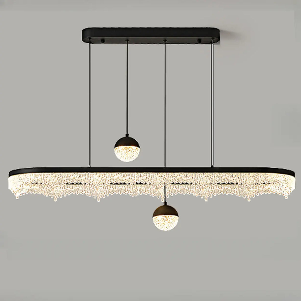 Modern Crystal Island Chandelier LED Pendant Lighting, 2 Globe Image - 2