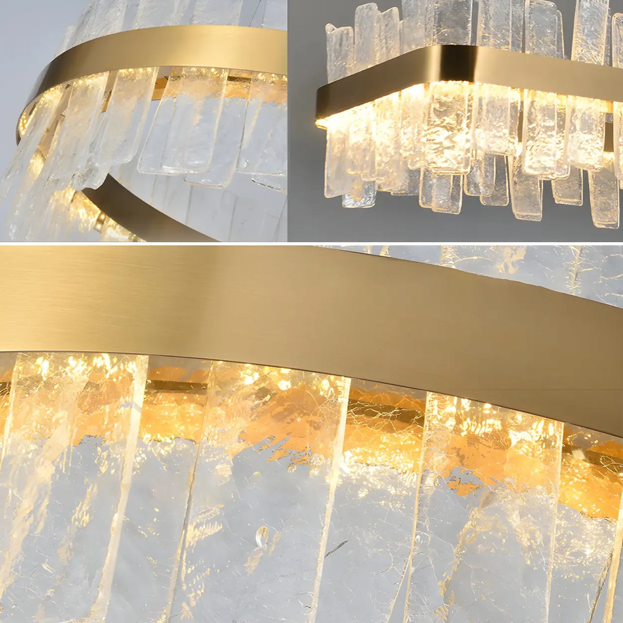 Modern Crystal Linear Chandelier with Gold Finish, 48 Inch Image - 3