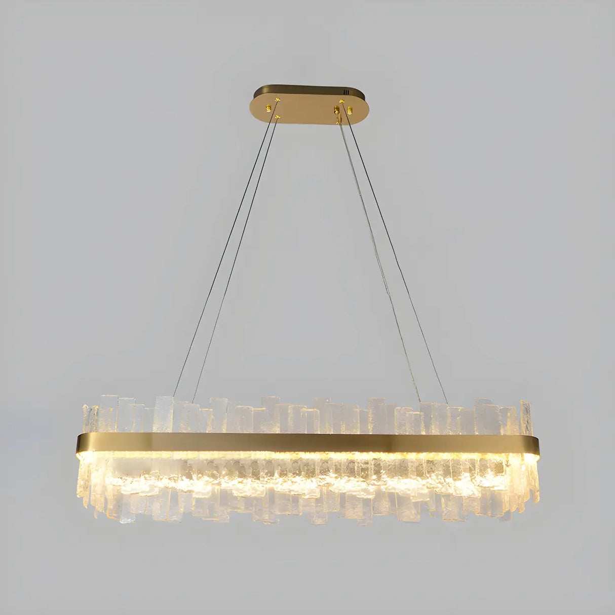 Modern Crystal Linear Chandelier with Gold Finish, 48 Inch Image - 5