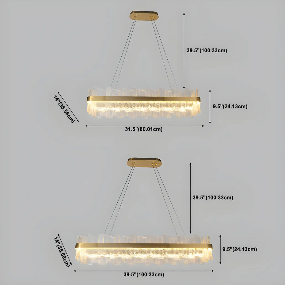 Modern Crystal Linear Chandelier with Gold Finish, 48 Inch Image - 6