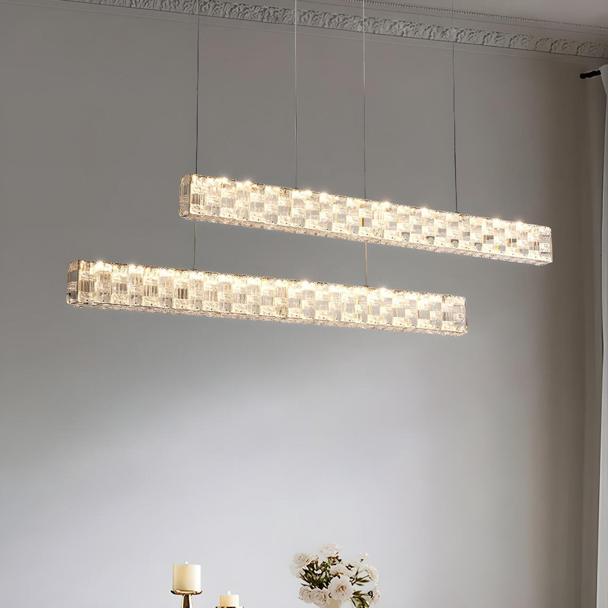Modern Crystal Rectangular Island Chandelier Light Image - 3
