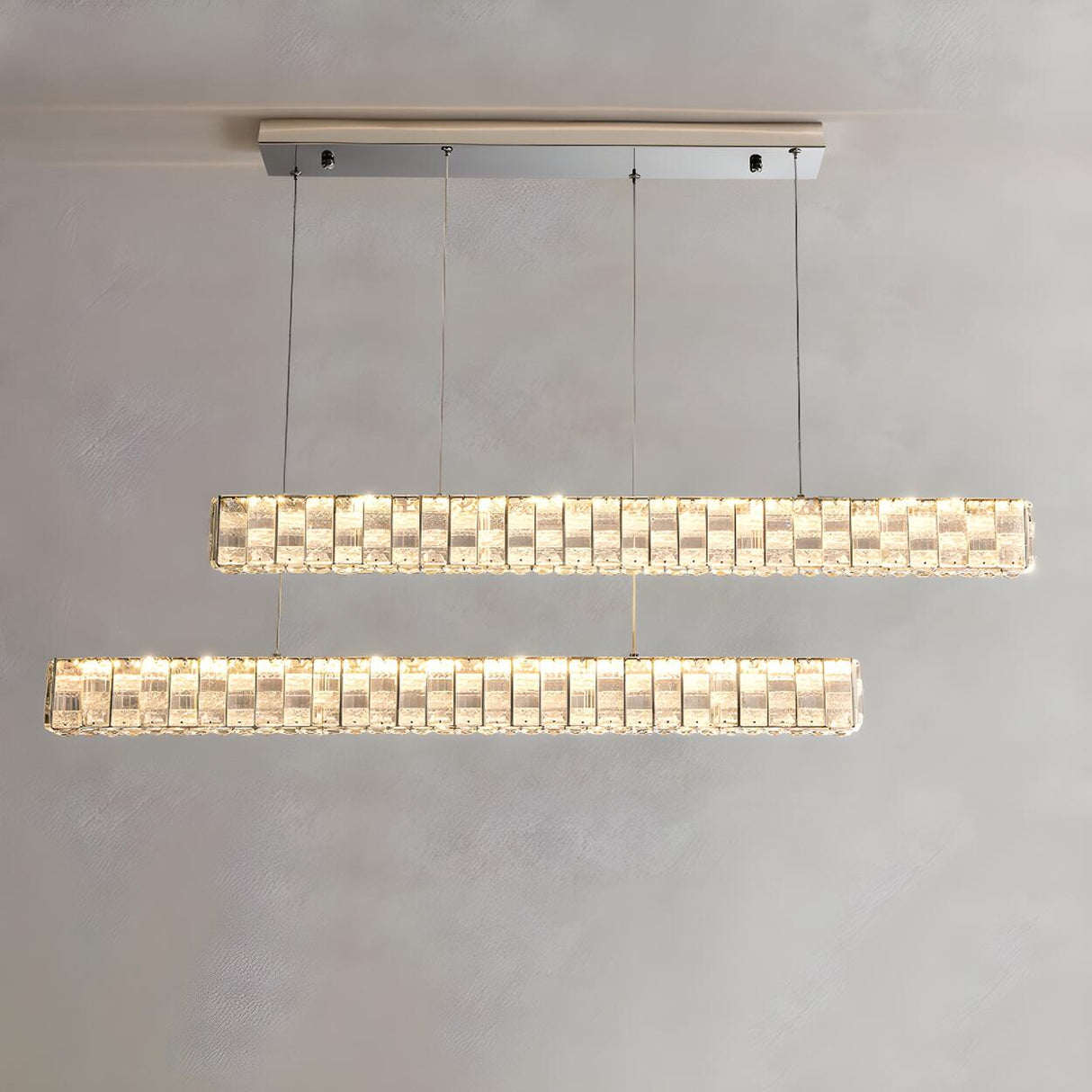 Modern Crystal Rectangular Island Chandelier Light Image - 6