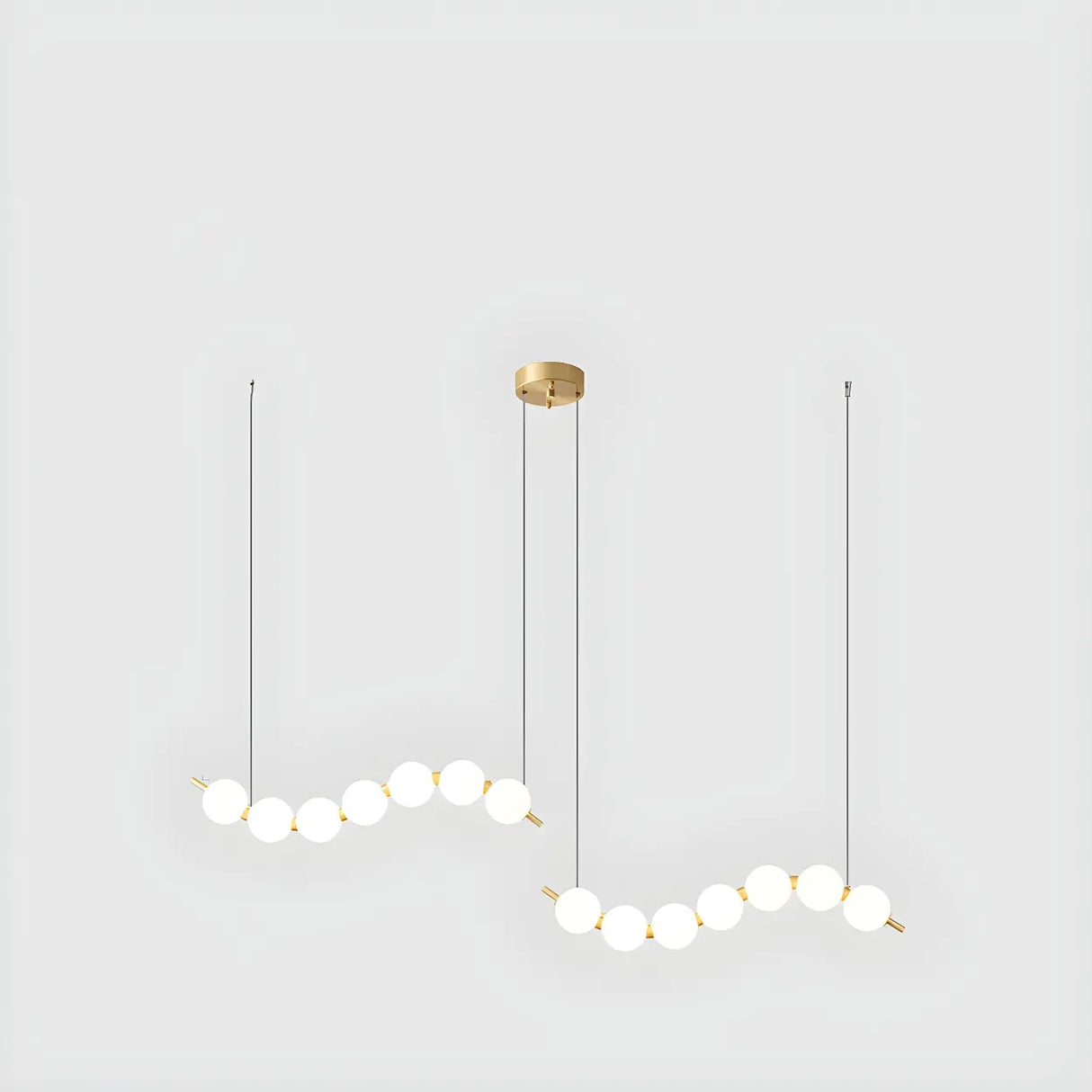 Modern Curve White Ball LED Island Pendant Light Image - 2