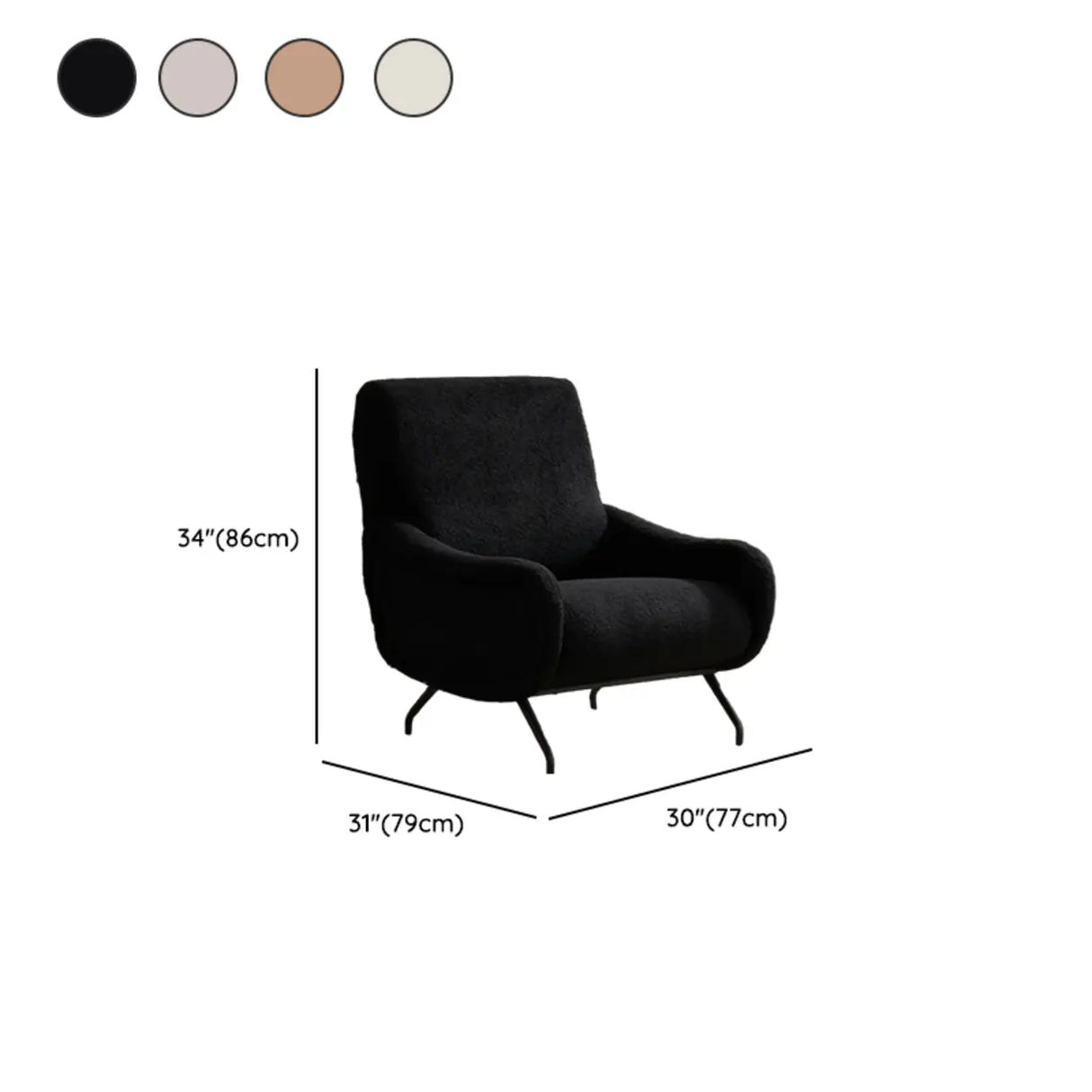 Modern Curved Back Fabric Living Room Accent Chair With Arms Image - 27