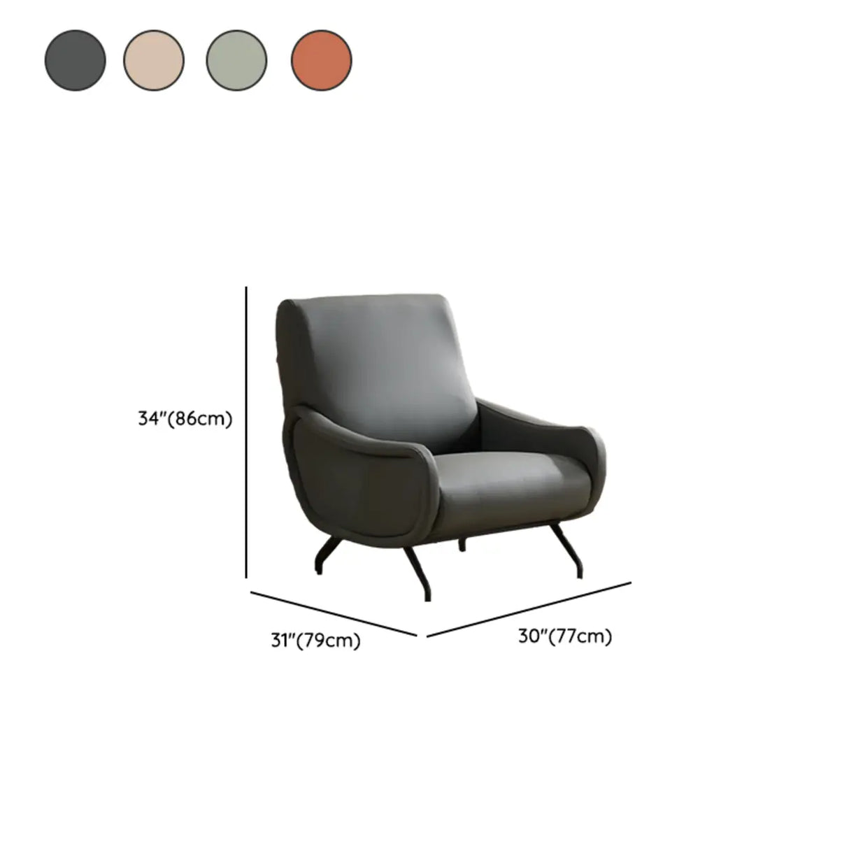 Modern Curved Back Fabric Living Room Accent Chair With Arms Image - 28