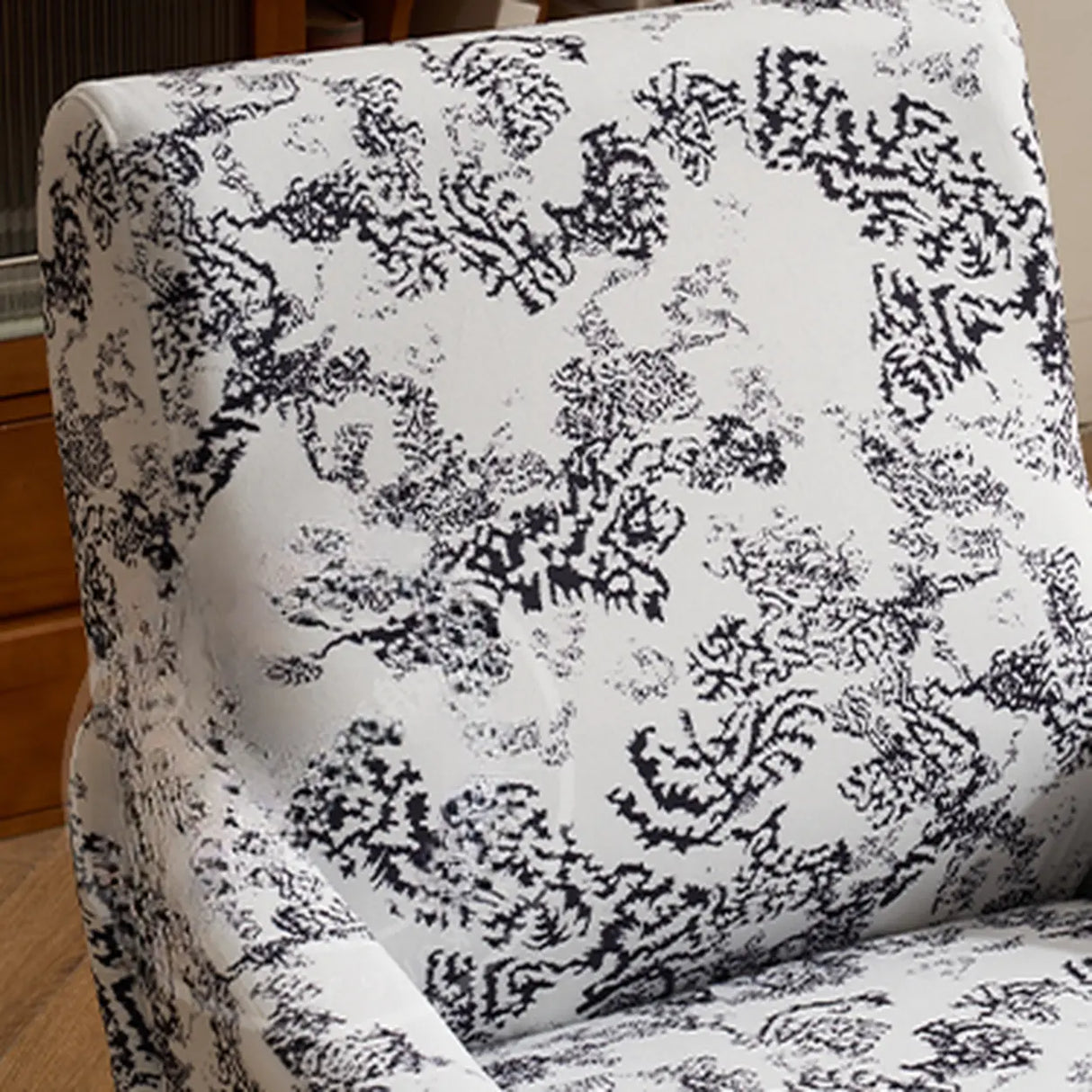 Modern Curved Back Fabric Living Room Accent Chair With Arms Image - 8