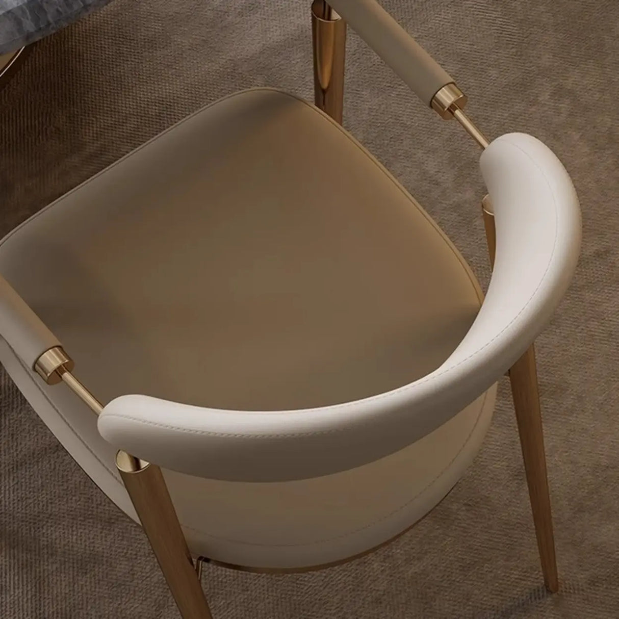 Modern Curved Back Faux Leather Upholstered Dining Chair Image - 7