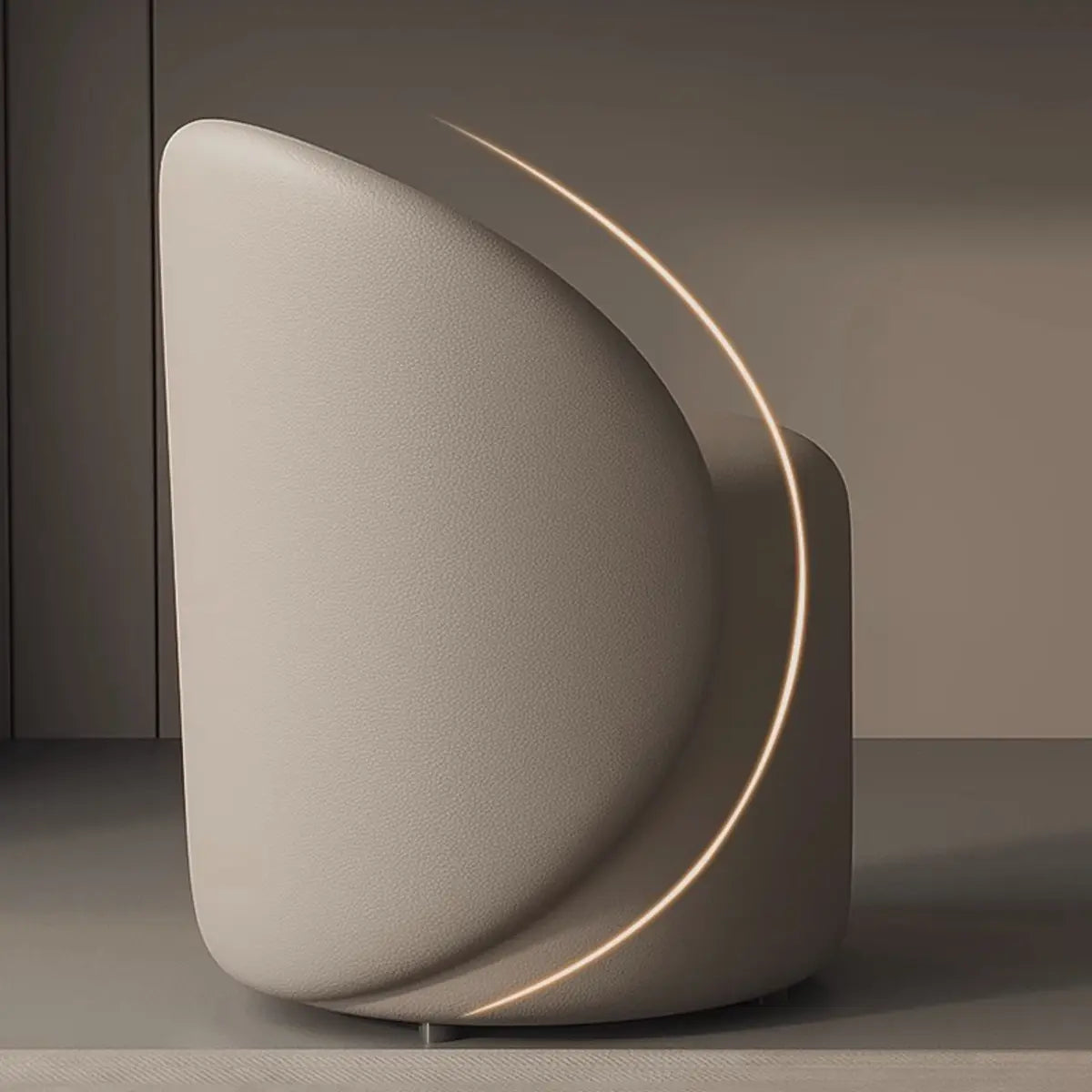 Modern Curved Fabric Khaki Sliding Makeup Vanity Image - 8