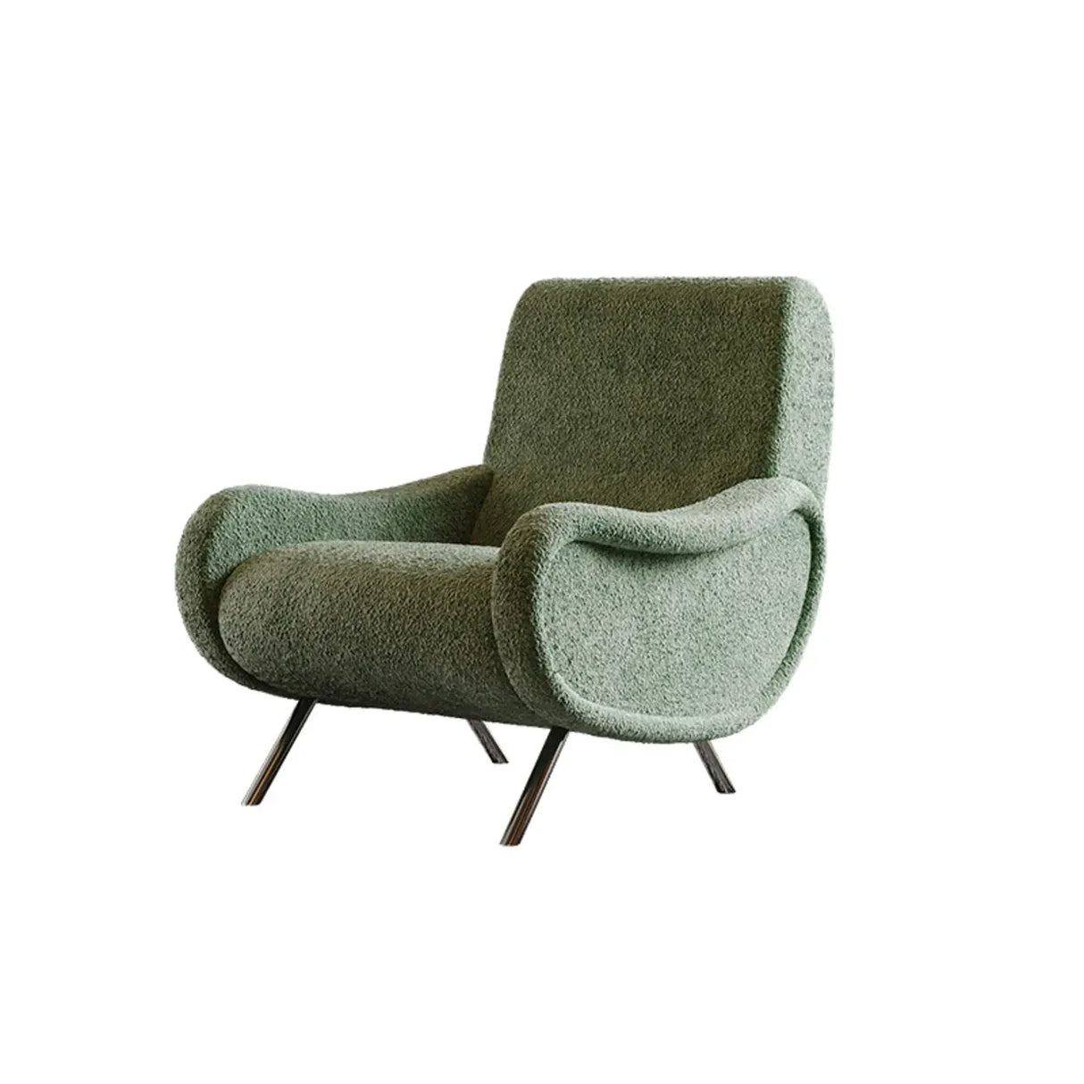 Modern Curved Olive Green Lounge Accent Chair With Arms Image - 5