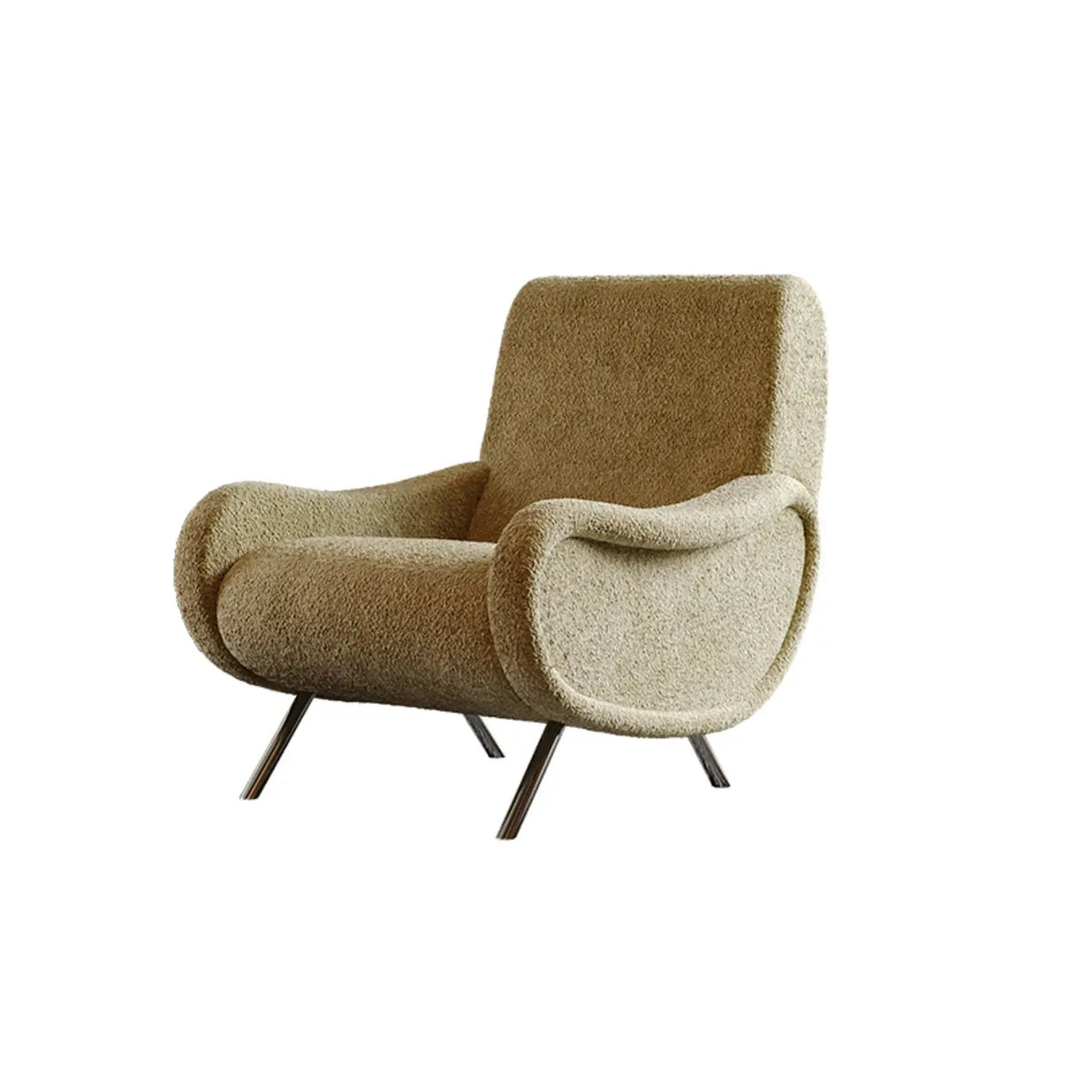 Modern Curved Olive Green Lounge Accent Chair With Arms Image - 7