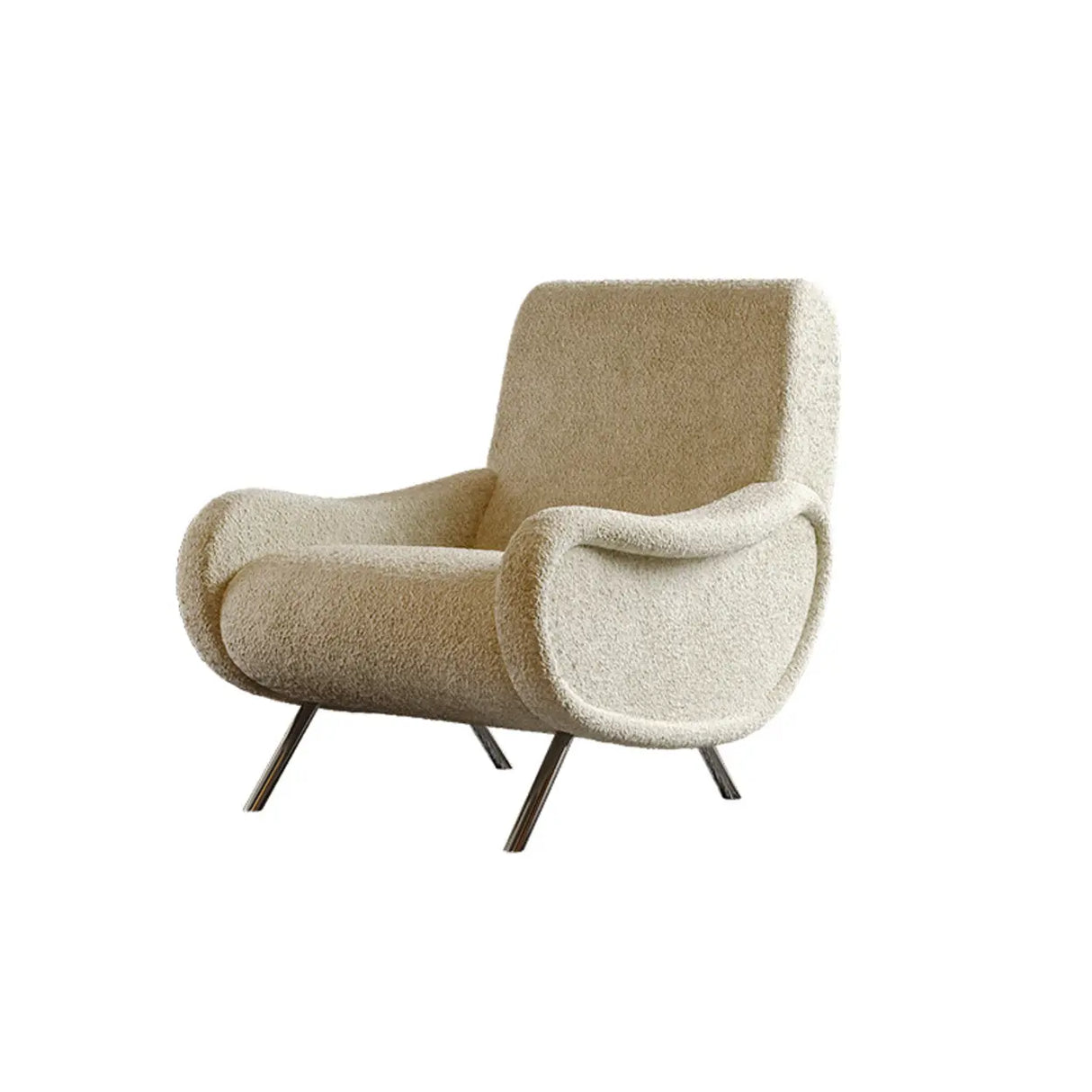 Modern Curved Olive Green Lounge Accent Chair With Arms Image - 9