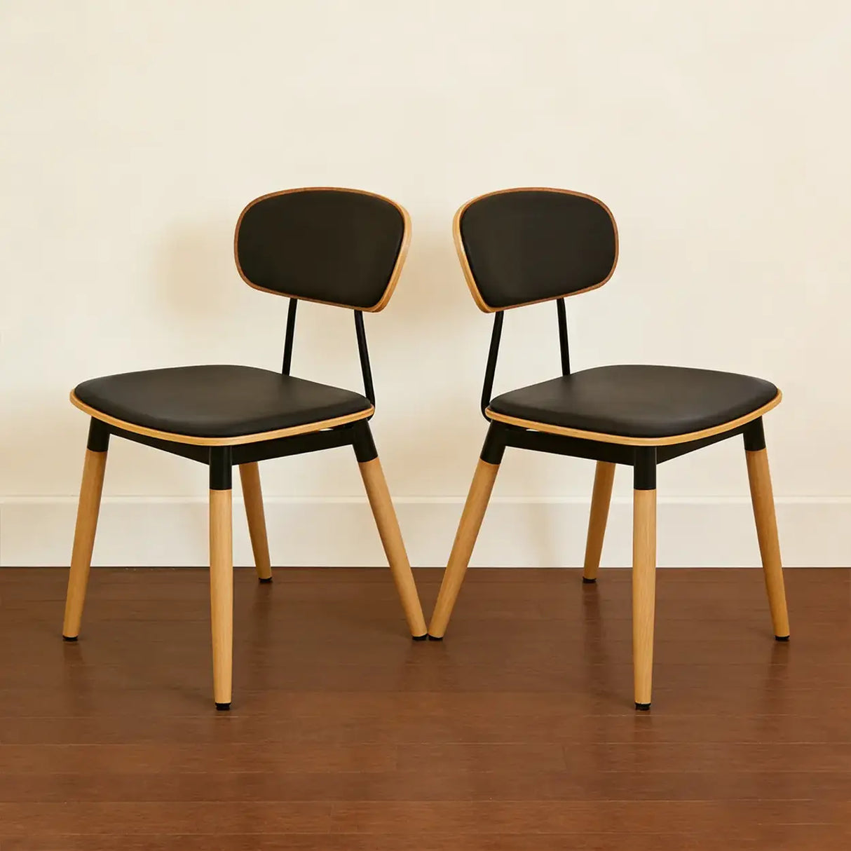Modern Curved Open-Back Armless Dining Chair Image - 10