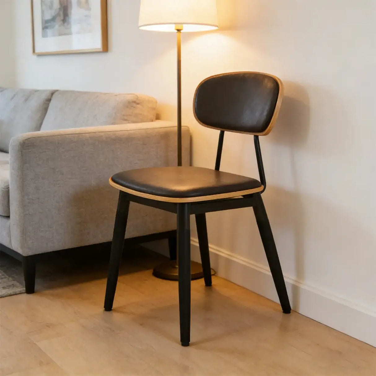 Modern Curved Open-Back Armless Dining Chair Image - 4