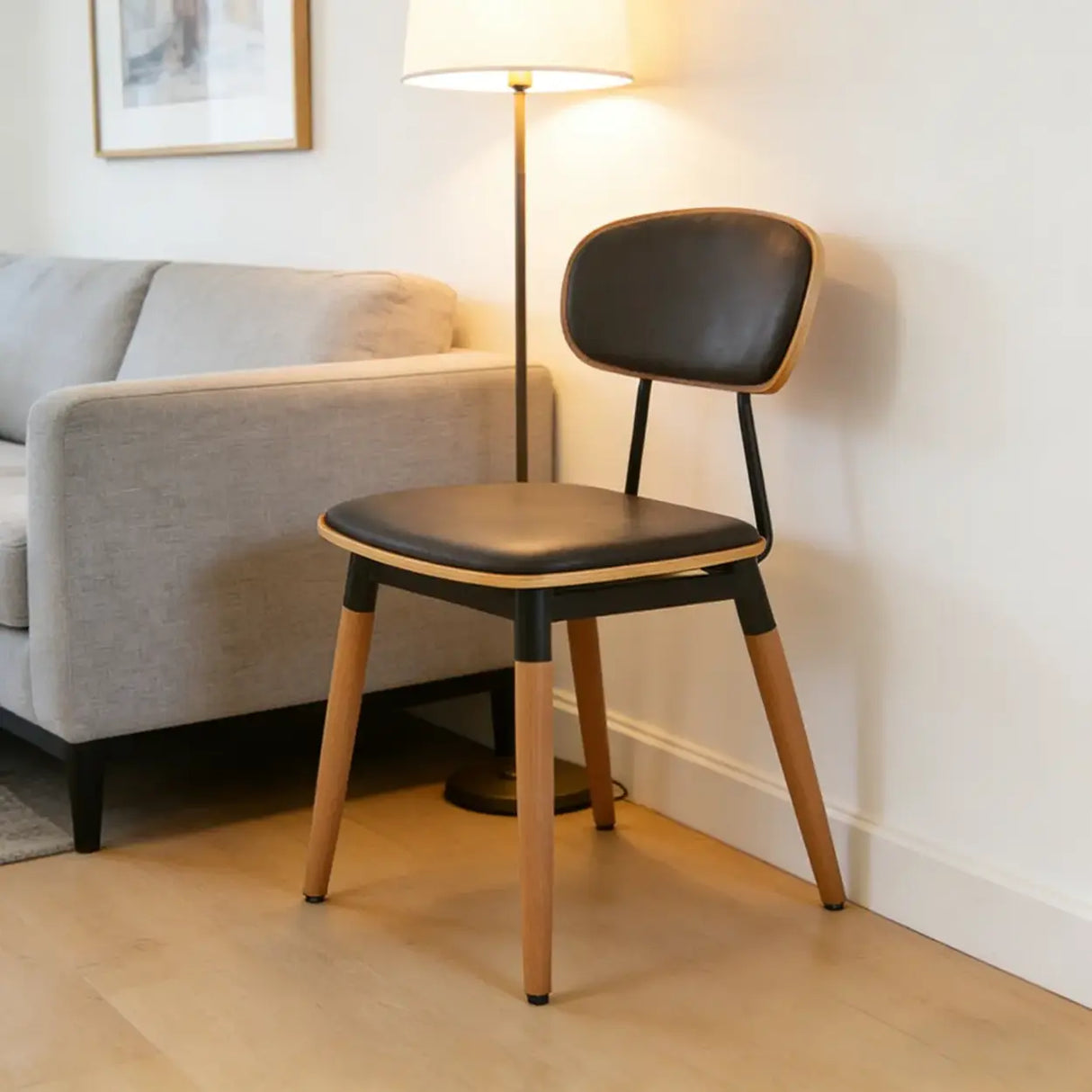 Modern Curved Open-Back Armless Dining Chair Image - 6