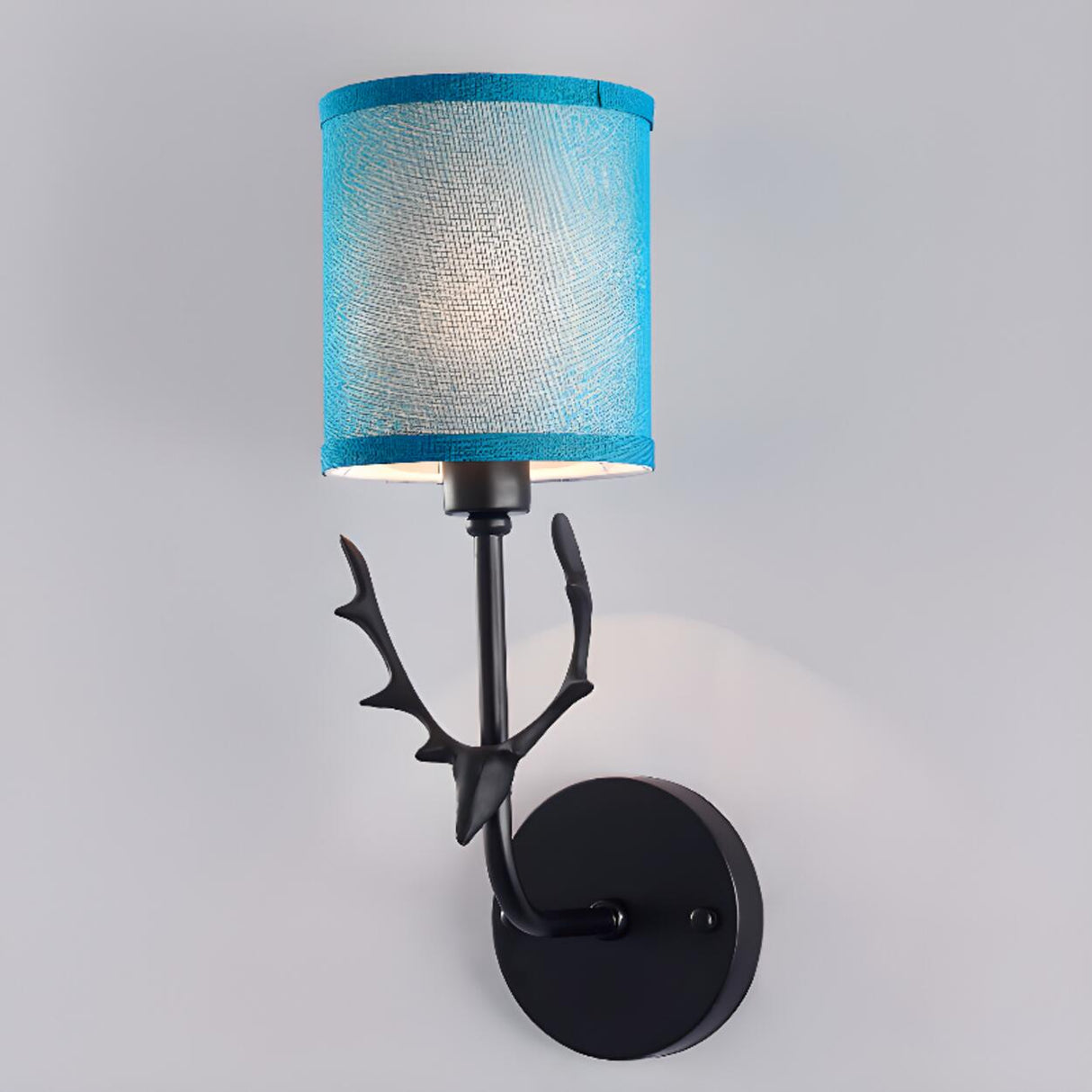 Modern Cylinder Fabric Antler Bedside Wall Sconce Image - 14