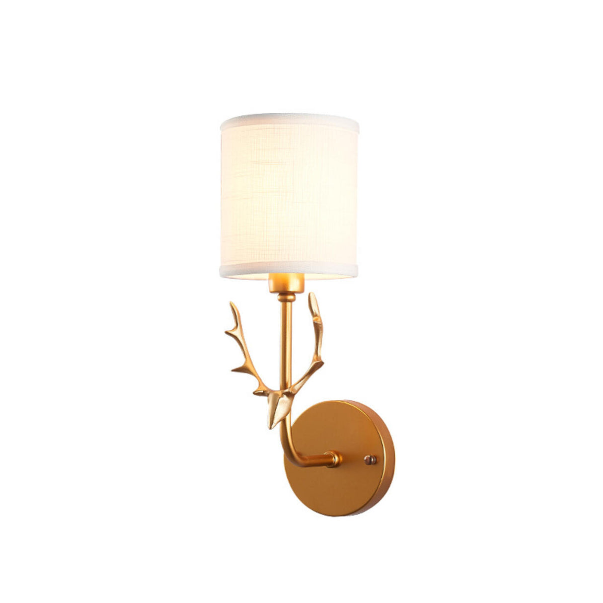 Modern Cylinder Fabric Antler Bedside Wall Sconce Image - 5