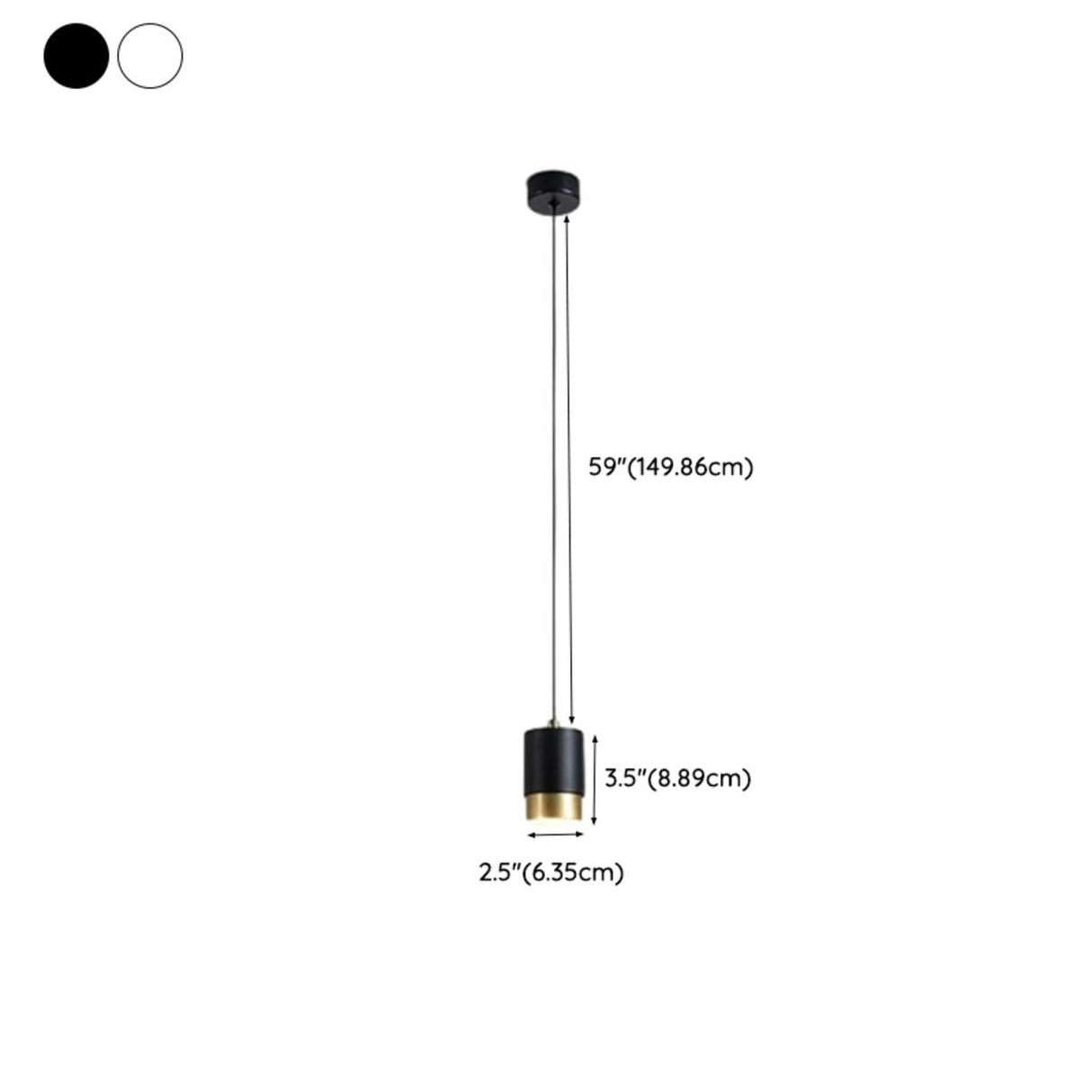 Modern Cylinder Gold Aluminum Bedroom Pendant Light