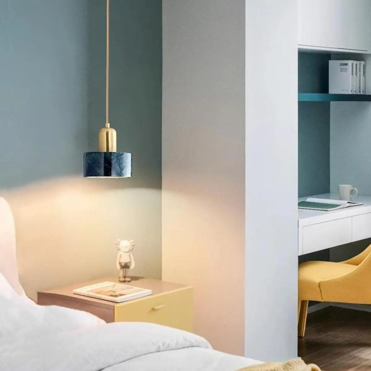 Modern Cylinder Marble Dining Room Pendant Light Image - 5