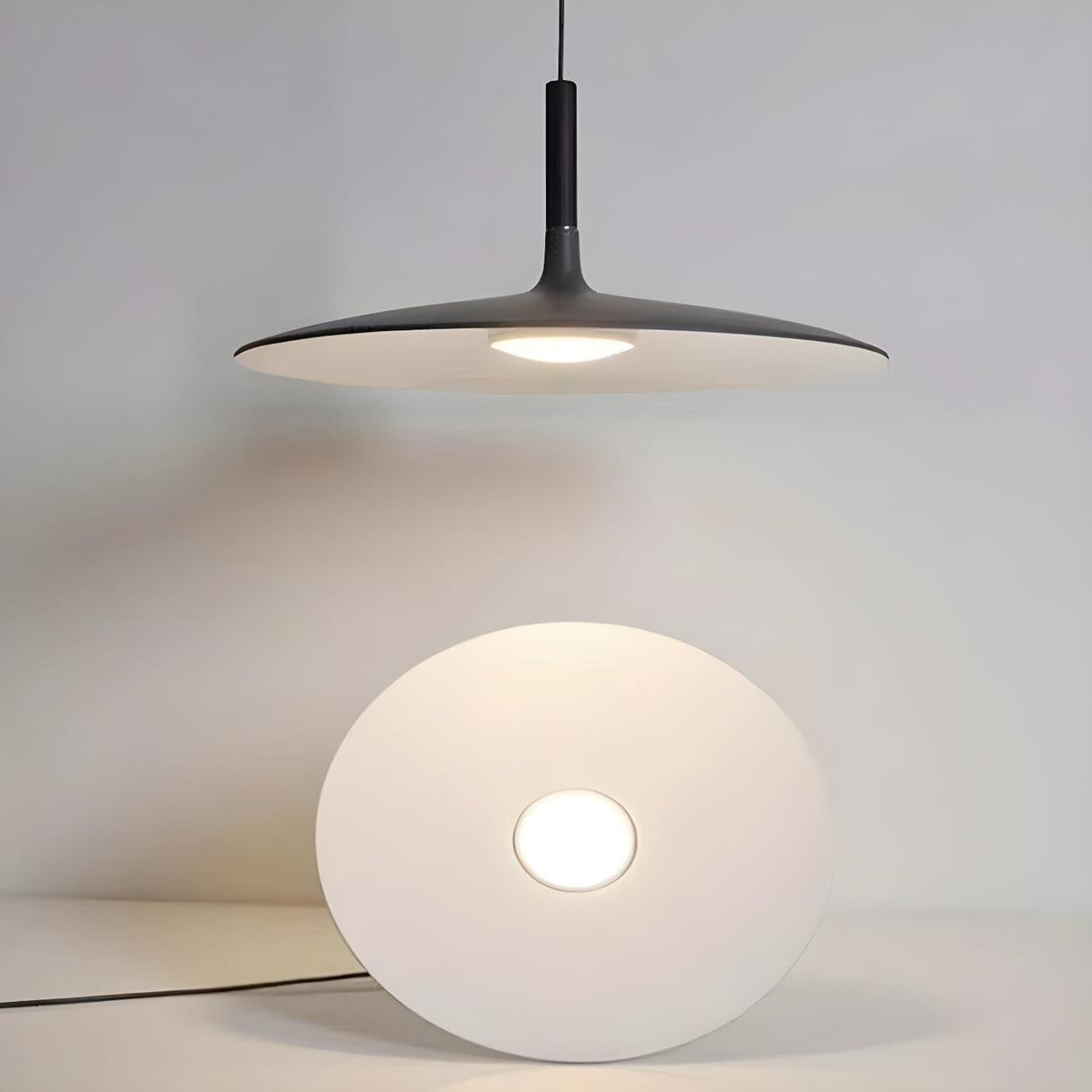 Modern Dimmable Aluminium Sleek Disc Pendant Light Image - 10