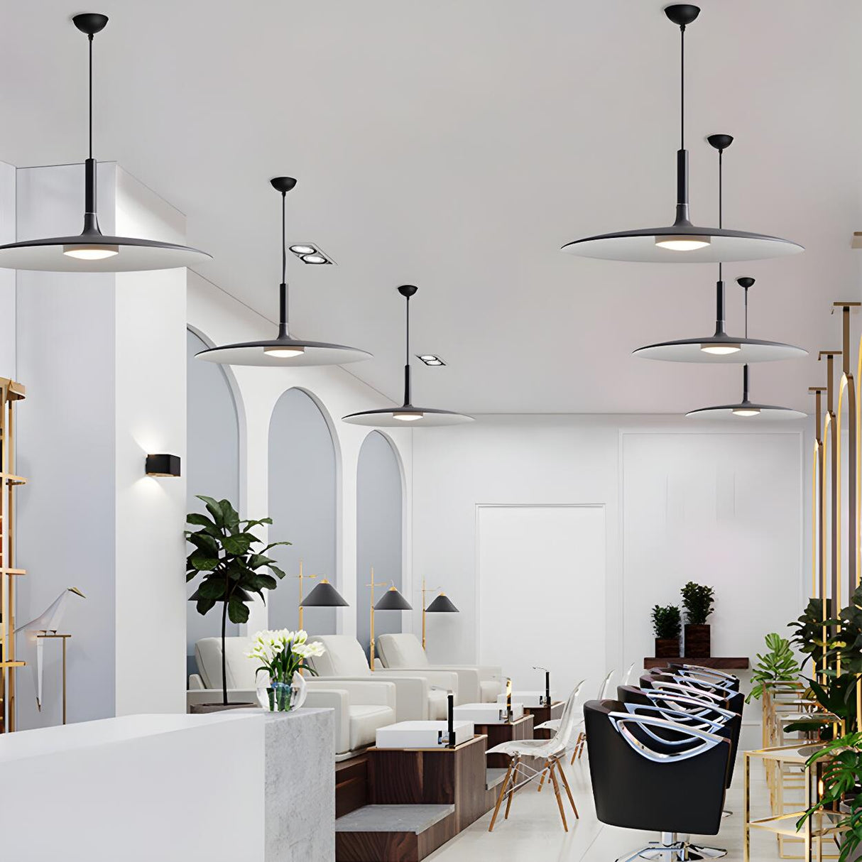 Modern Dimmable Aluminium Sleek Disc Pendant Light Image - 12