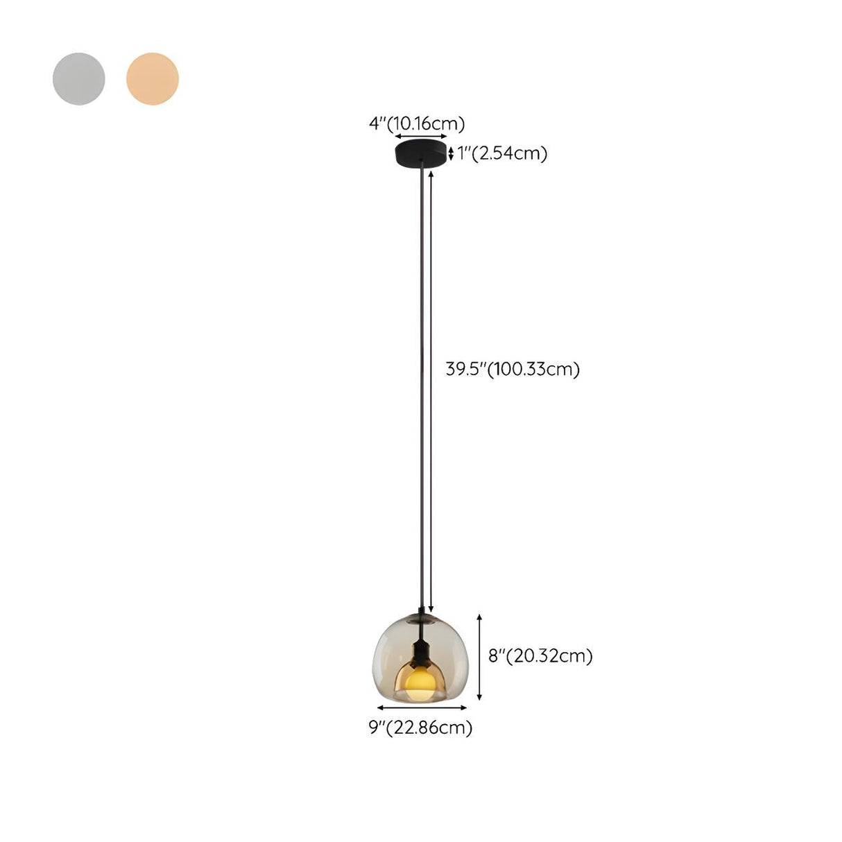 Modern Dining Room Clear Smoky Glass Globe Pendant Light