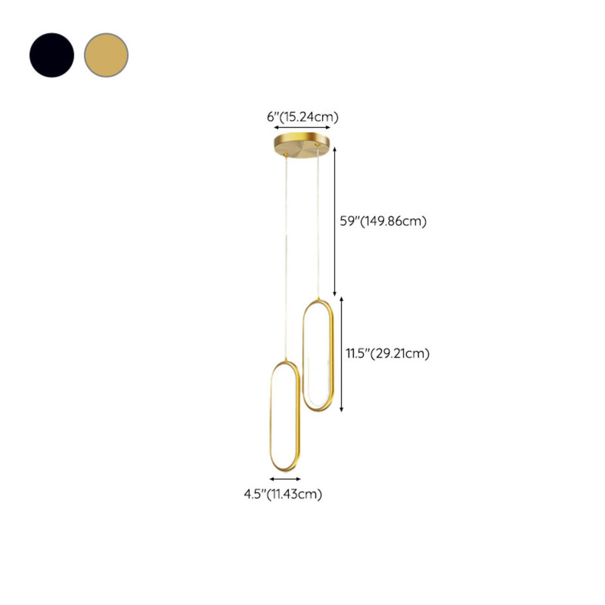 Modern Dining Room Gold Dual Oval LED Pendant Light Image - 23