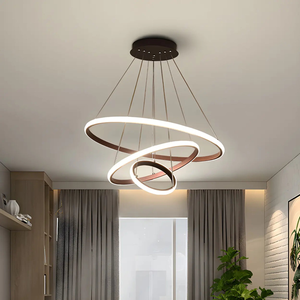 Modern Dining Room LED Ring Tiered Pendant Light Chandelier Image - 1