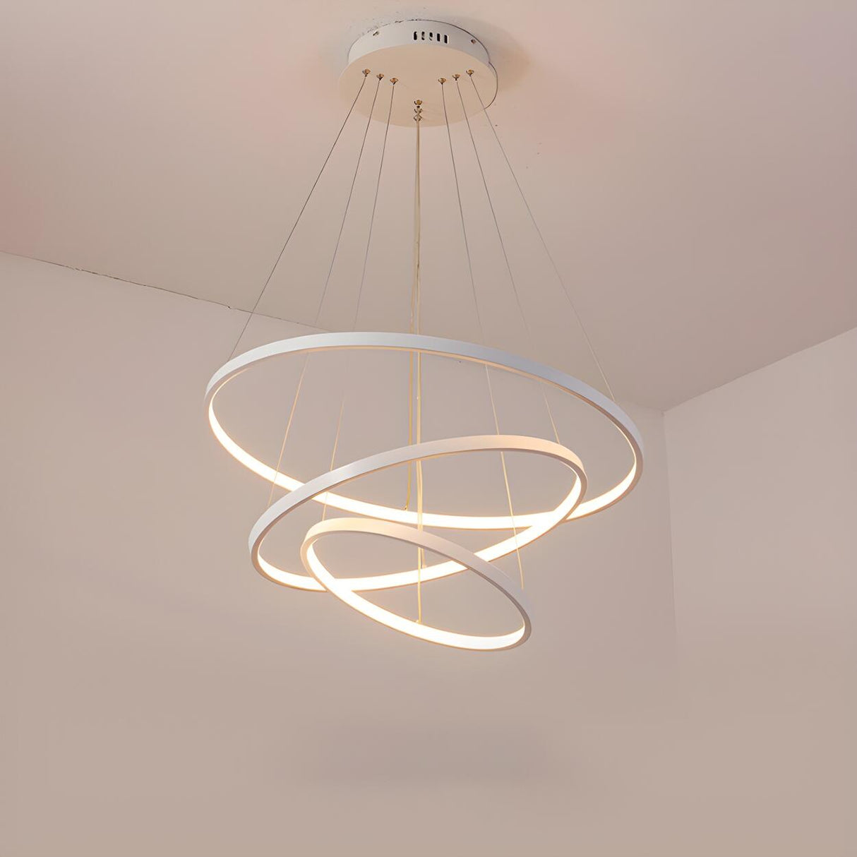 Modern Dining Room LED Ring Tiered Pendant Light Chandelier Image - 5
