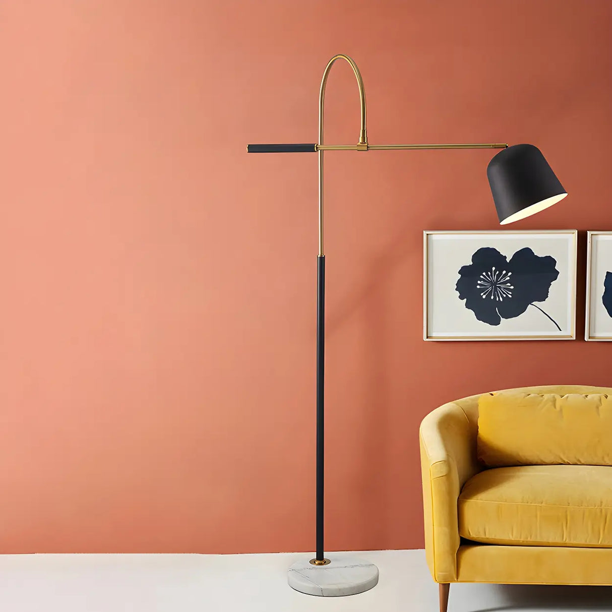 Modern Dome Black Metal Adjustable Reading Floor Lamp Image - 13