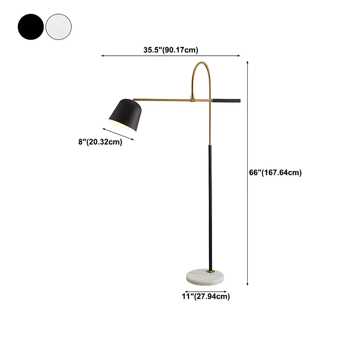 Modern Dome Black Metal Adjustable Reading Floor Lamp