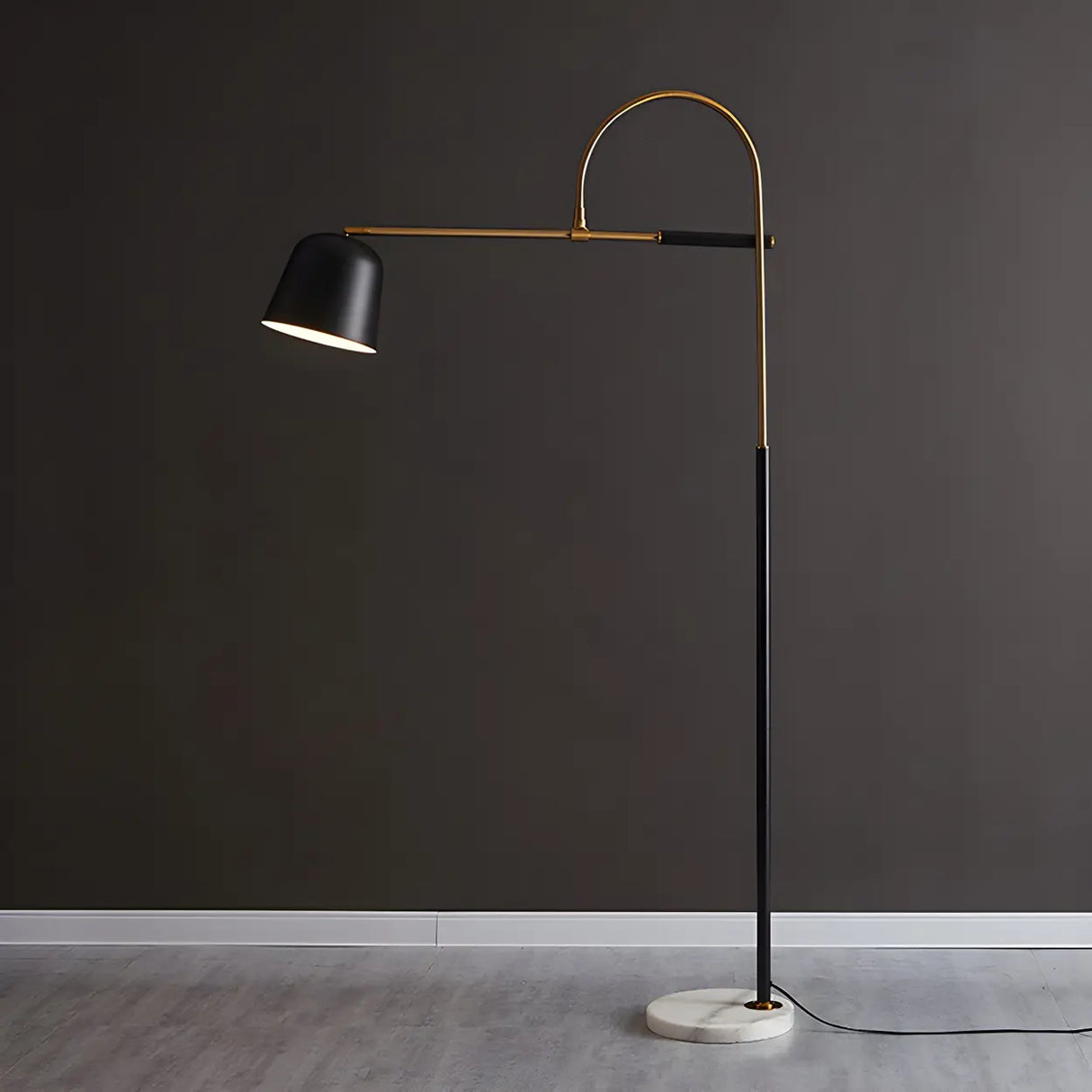 Modern Dome Black Metal Adjustable Reading Floor Lamp Image - 2