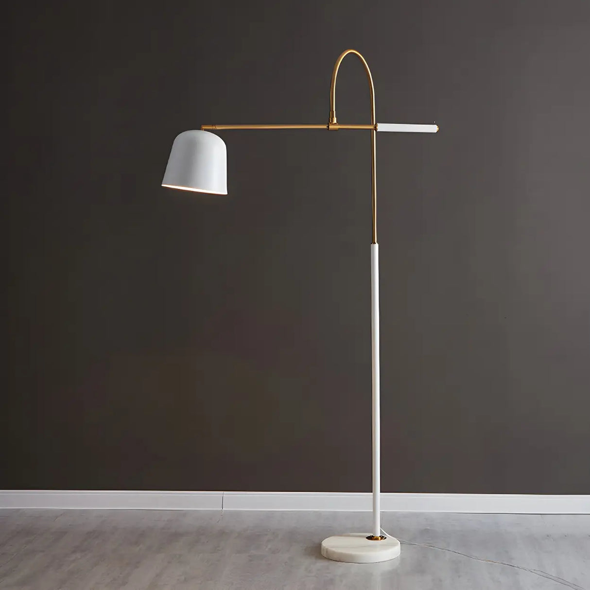 Modern Dome Black Metal Adjustable Reading Floor Lamp Image - 4