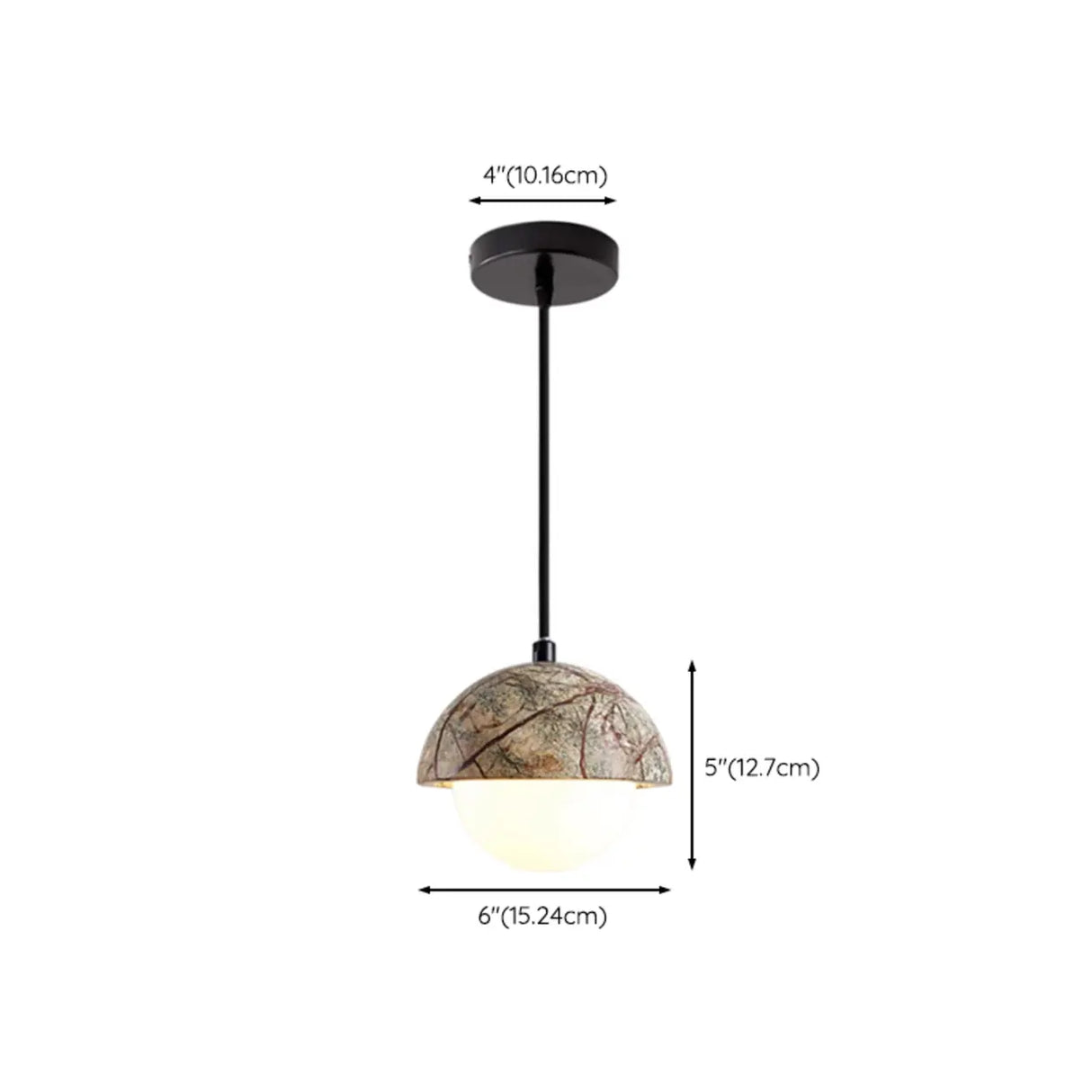 Modern Dome White Glass Globe Dining Room Pendant Light