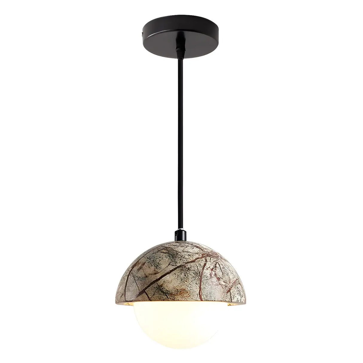 Modern Dome White Glass Globe Dining Room Pendant Light Image - 5