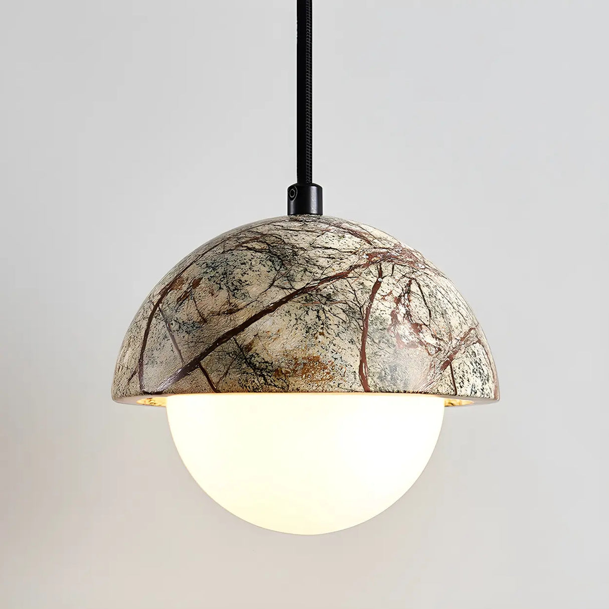 Modern Dome White Glass Globe Dining Room Pendant Light Image - 6