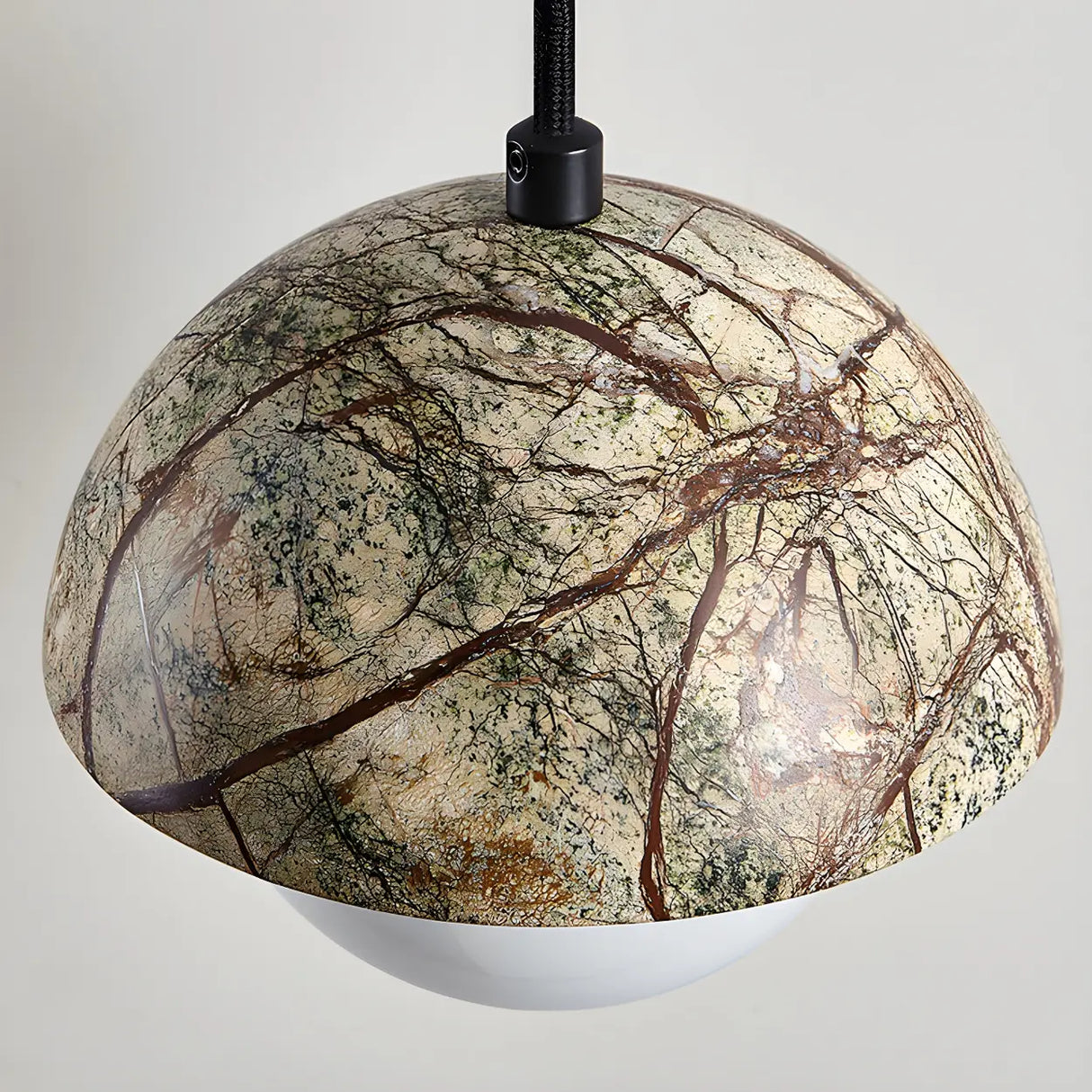 Modern Dome White Glass Globe Dining Room Pendant Light Image - 8