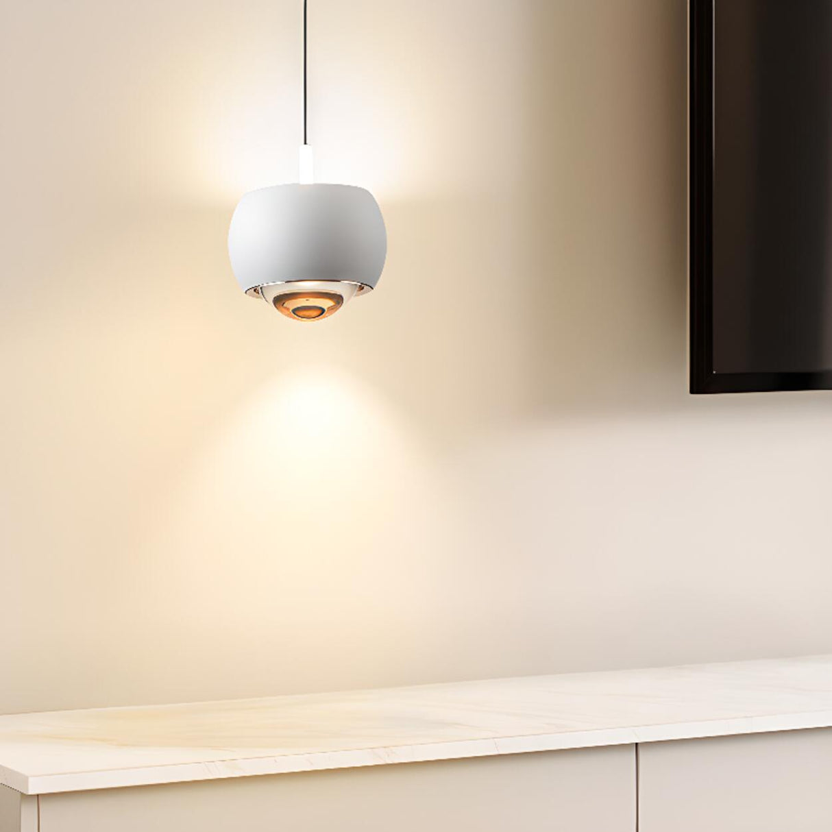 Modern Double Glass Ball Led Pendant Light Adjustable Cord Image - 1