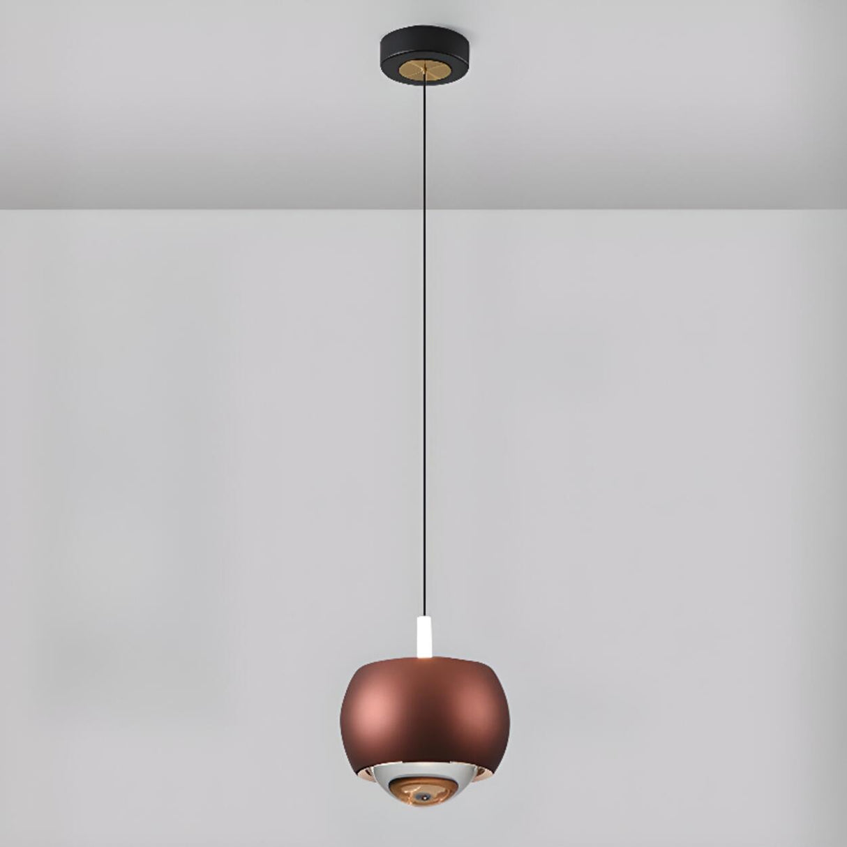 Modern Double Glass Ball Led Pendant Light Adjustable Cord Image - 10