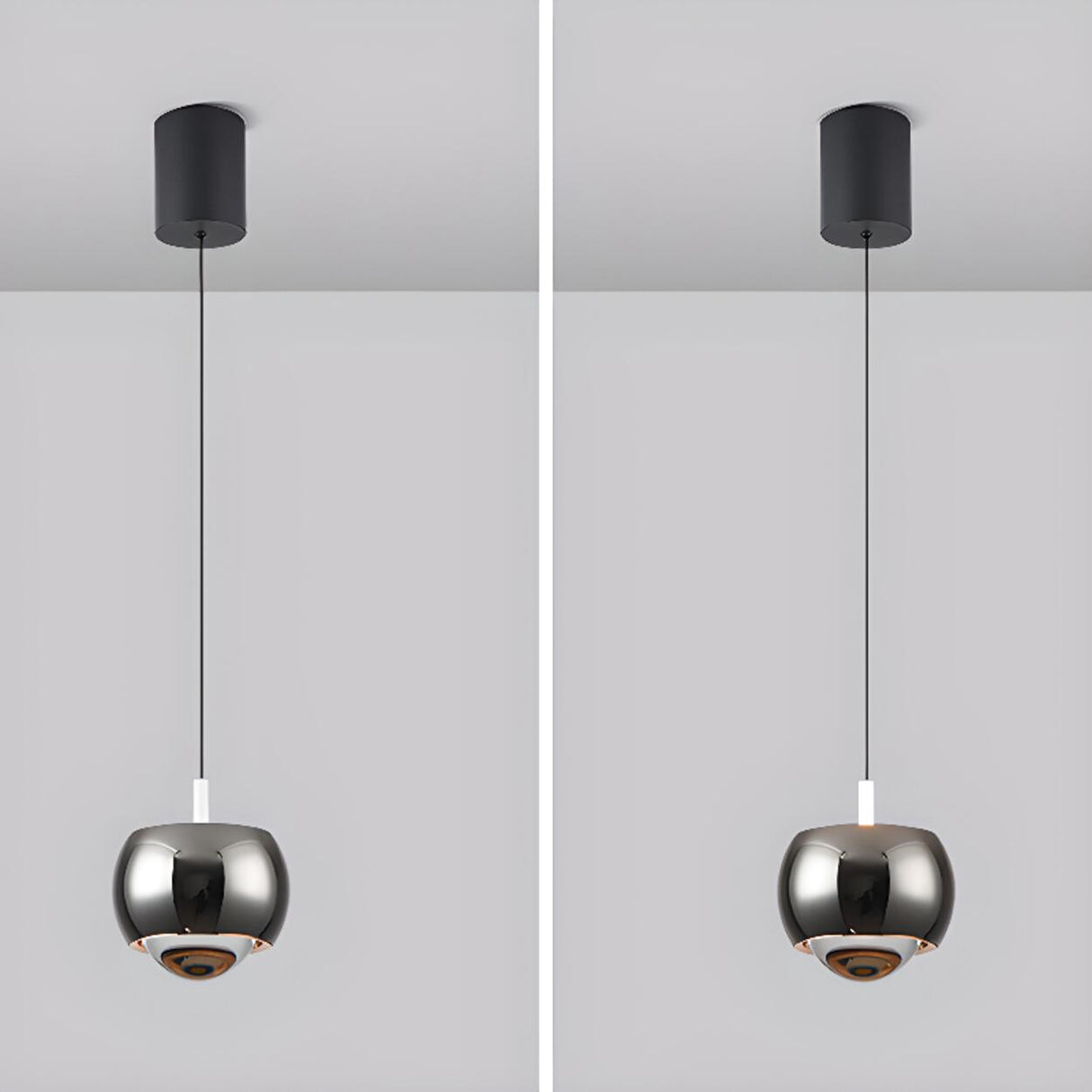 Modern Double Glass Ball Led Pendant Light Adjustable Cord Image - 12