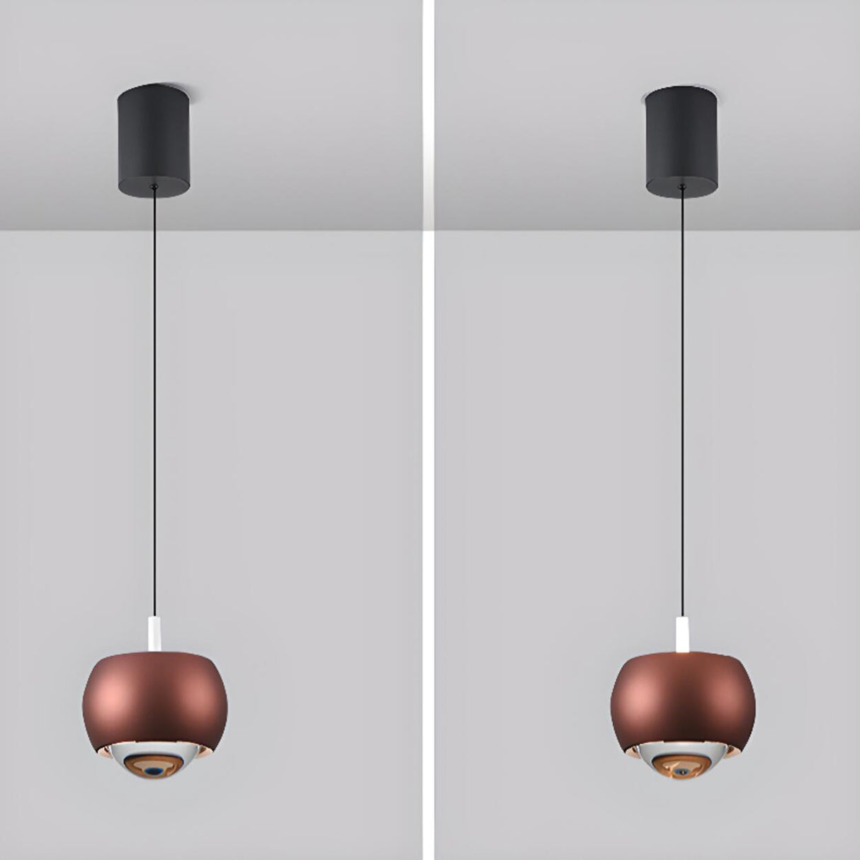 Modern Double Glass Ball Led Pendant Light Adjustable Cord Image - 16